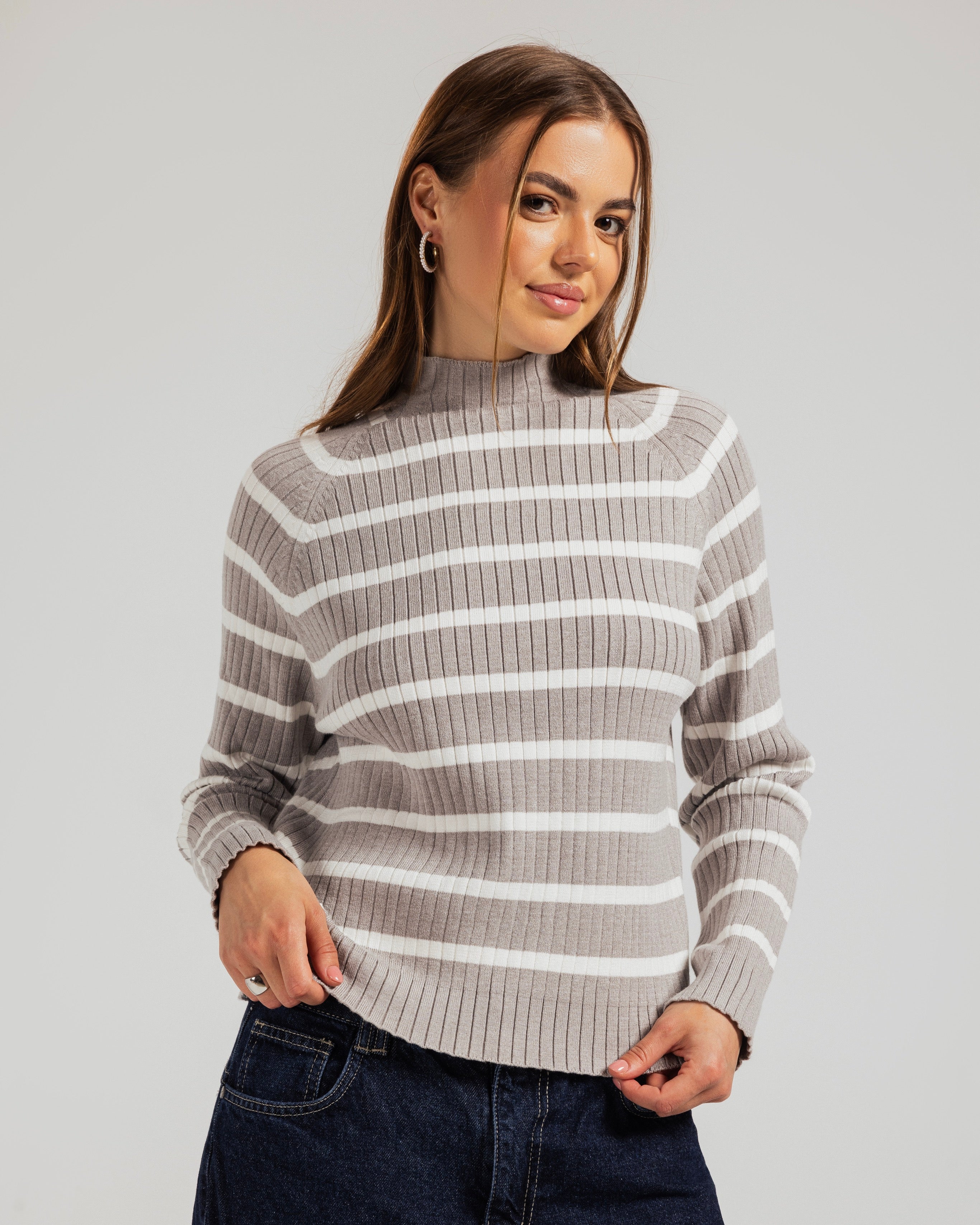 Striped Turtleneck Pullover