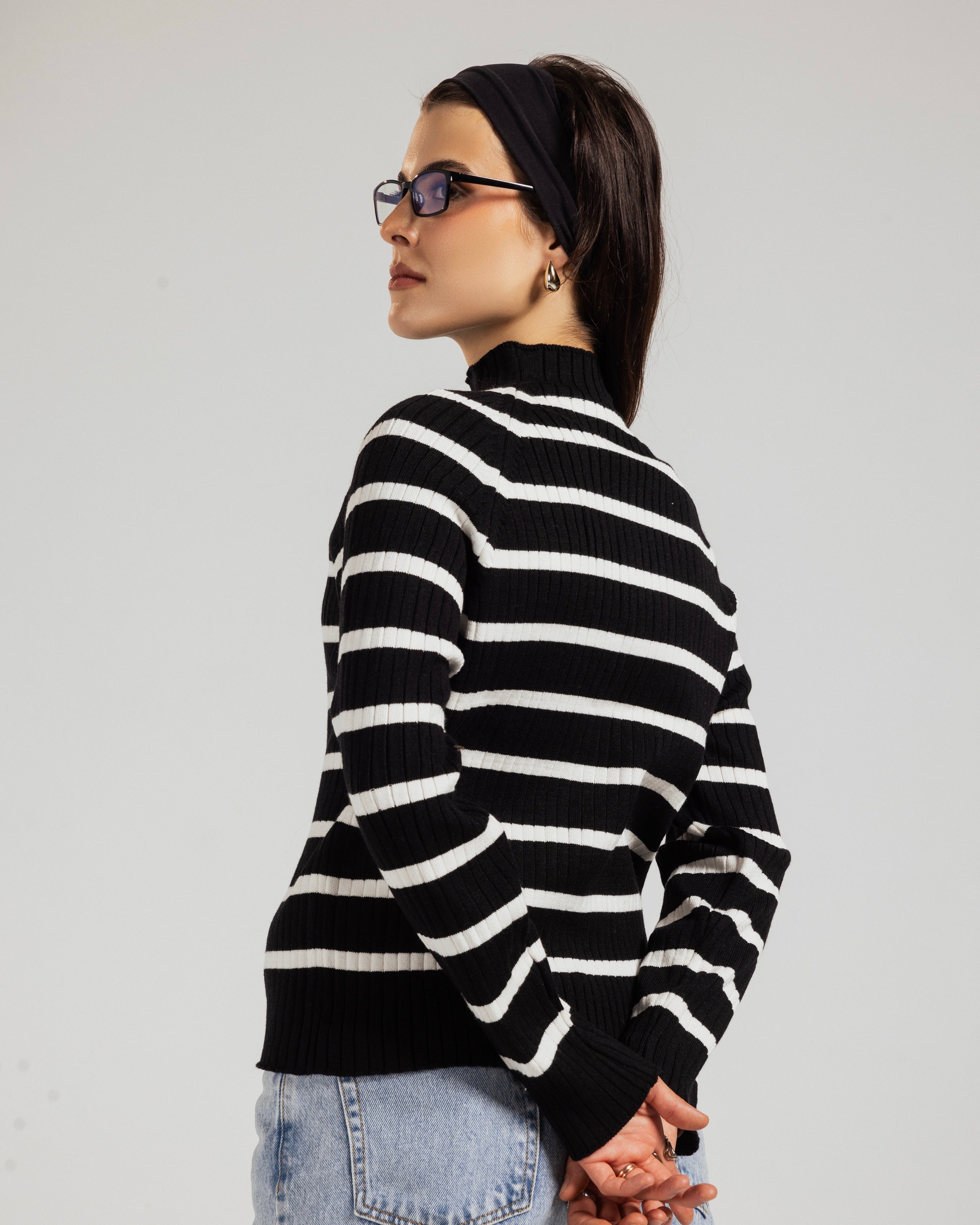 Striped Turtleneck Pullover