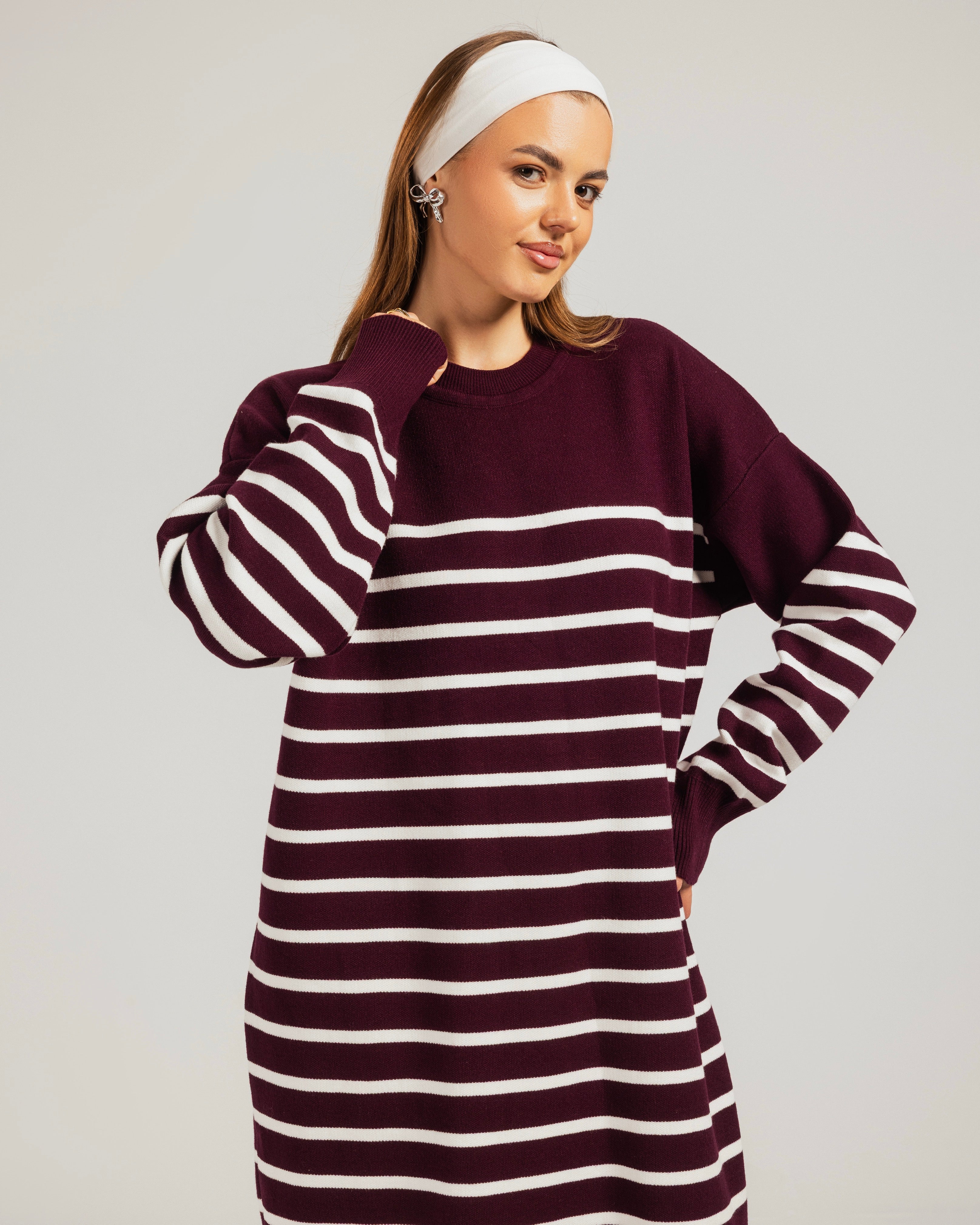 Casual Striped Knit Dress