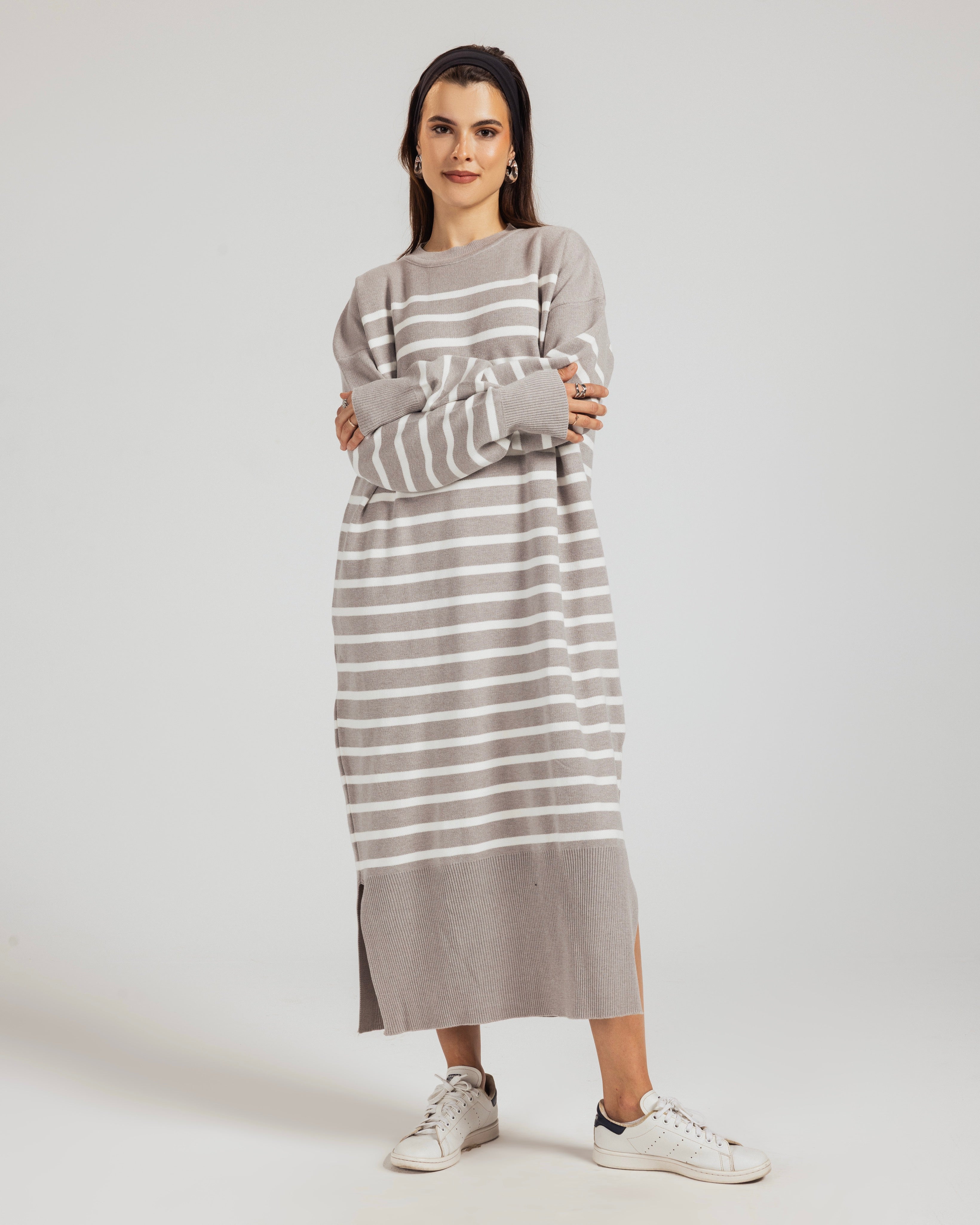 Casual Striped Knit Dress
