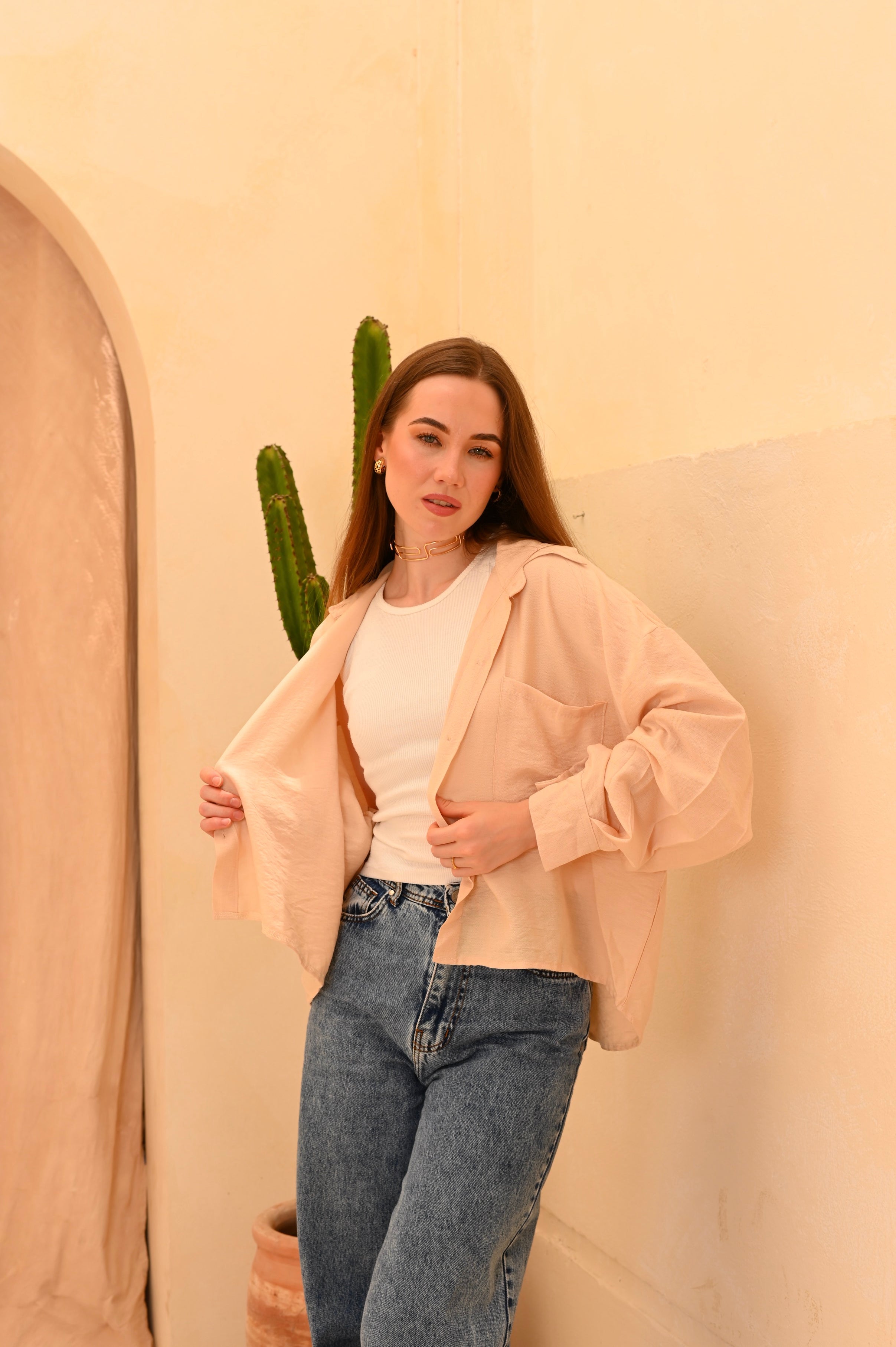 Gumus Short Basic Linen Shirt