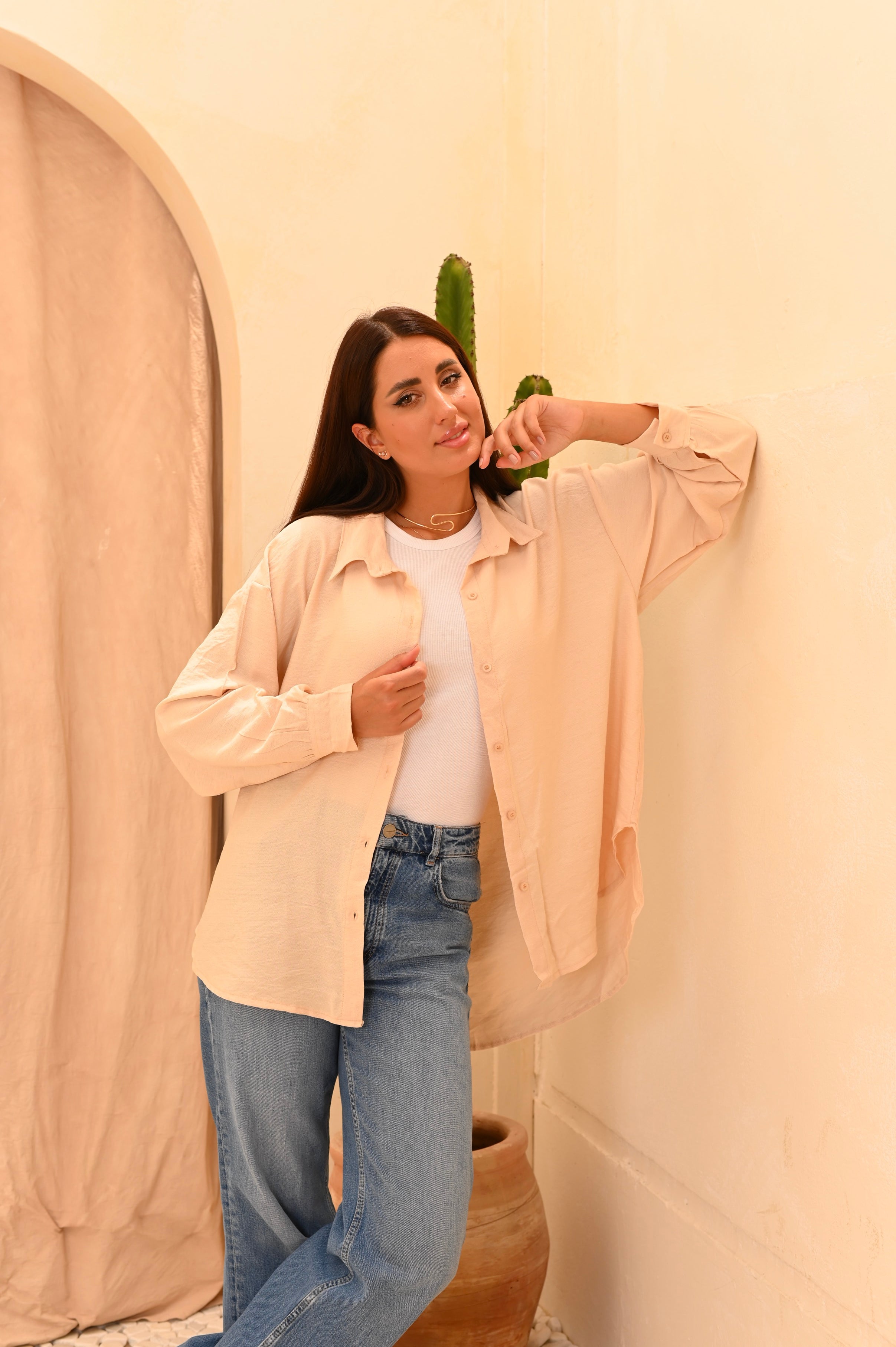 Gumus Long Basic Linen Shirt