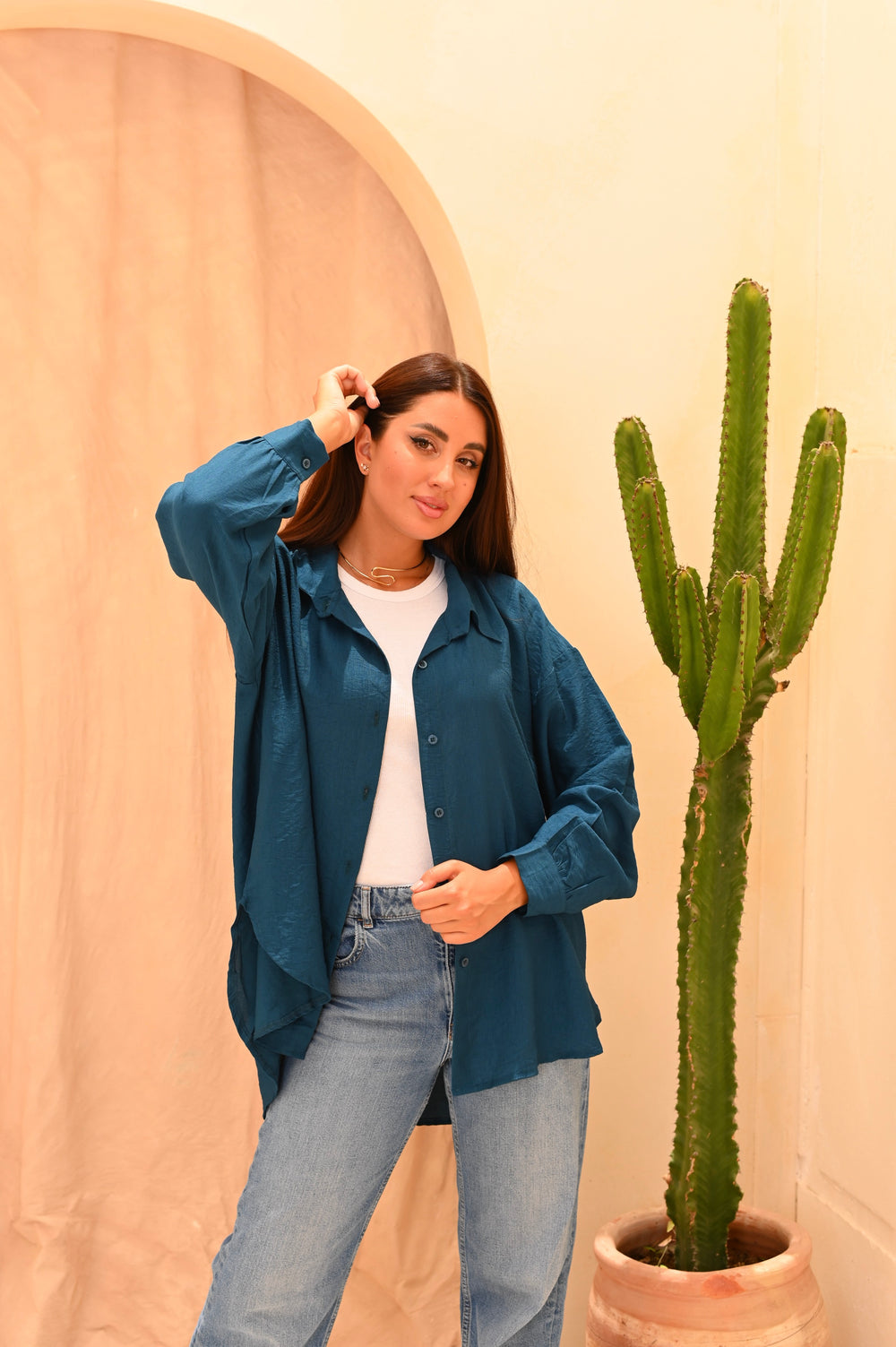 Long Basic Linen Shirt — tops by Gumus