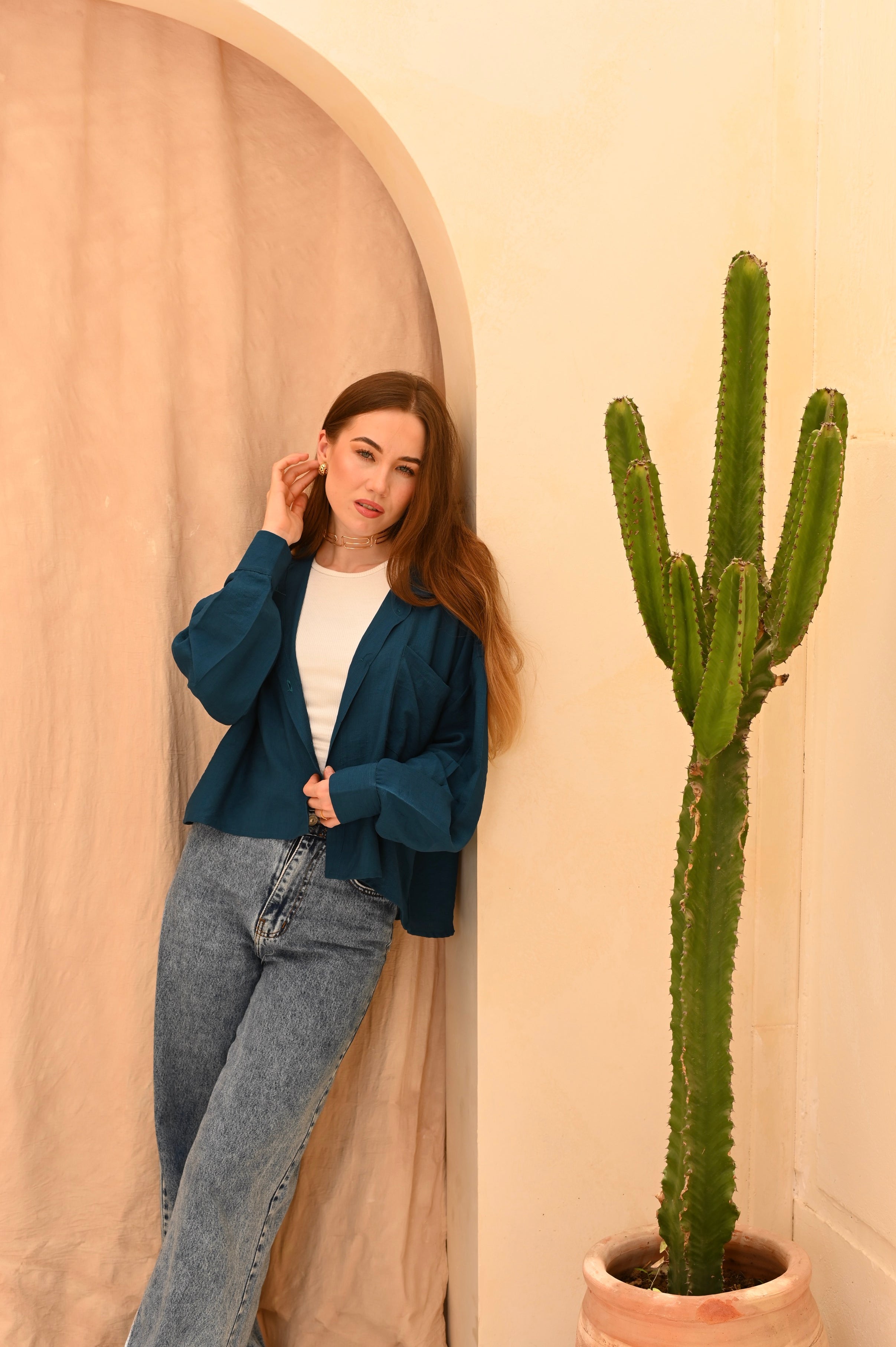 Gumus Short Basic Linen Shirt