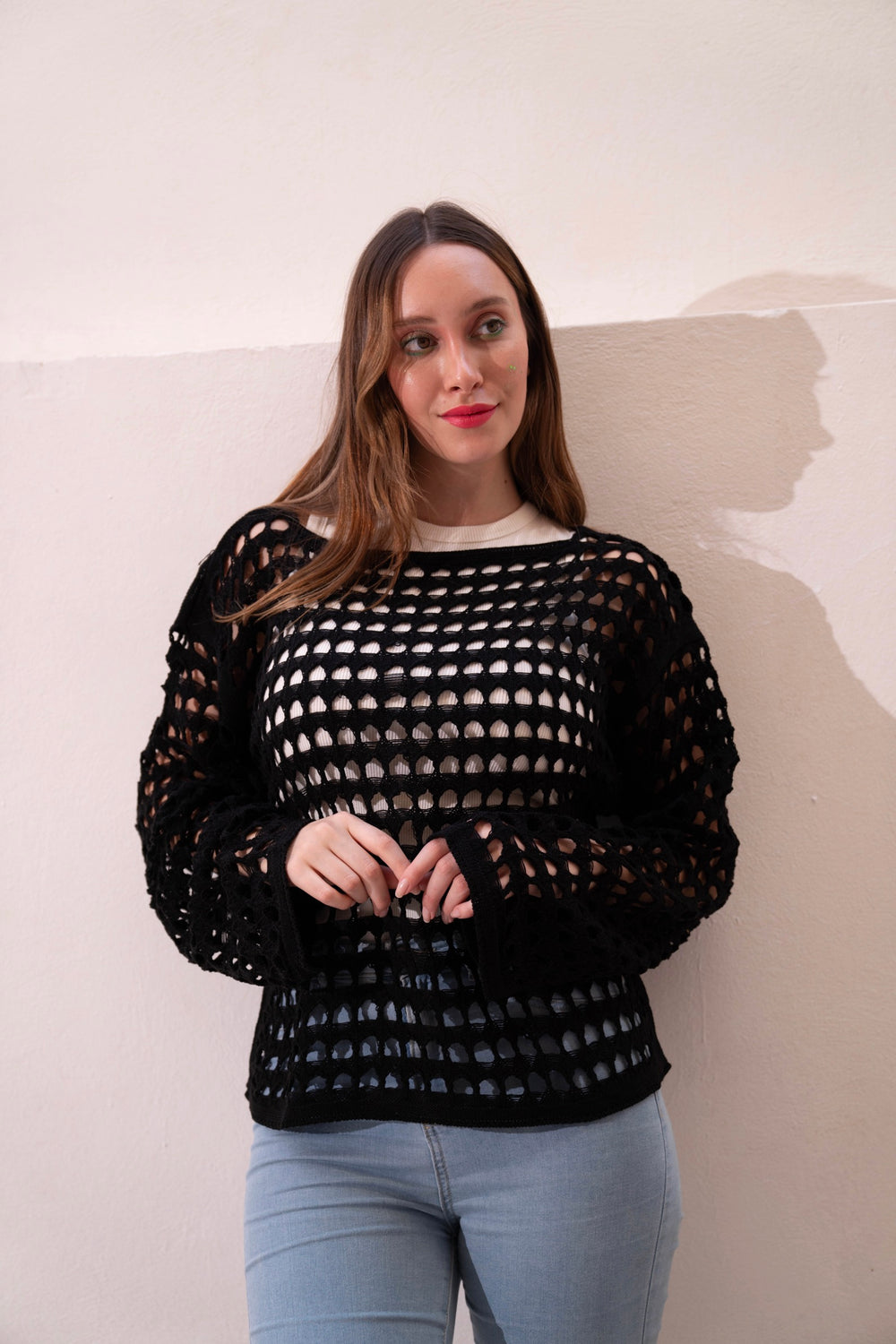 Black Mesh Blouse — tops by Gumus