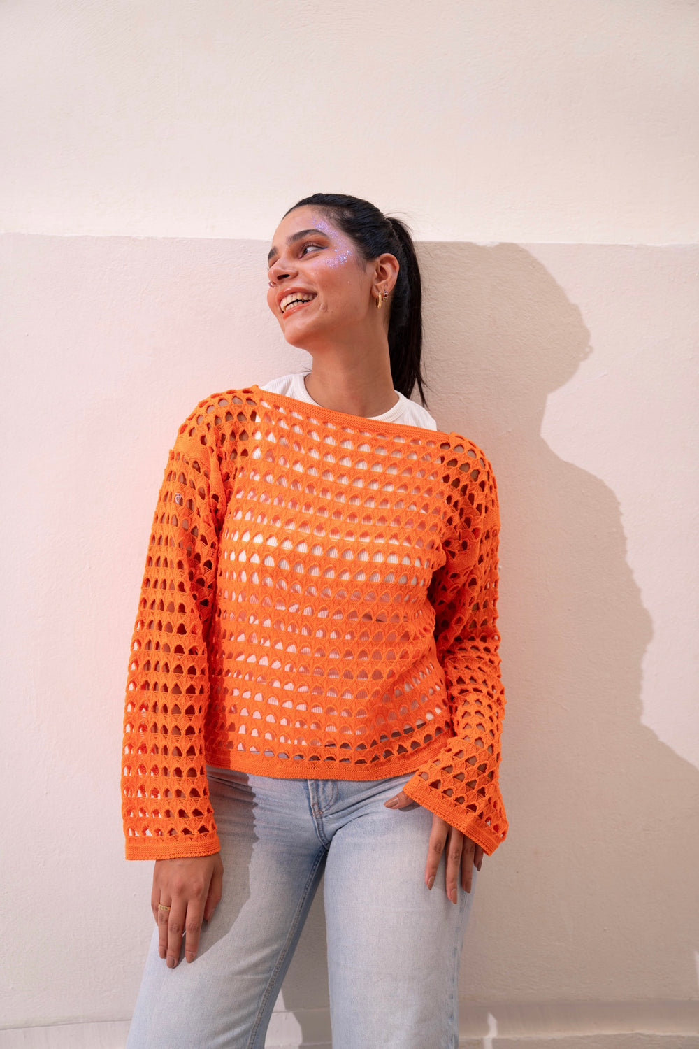 Orange Mesh Blouse — tops by Gumus
