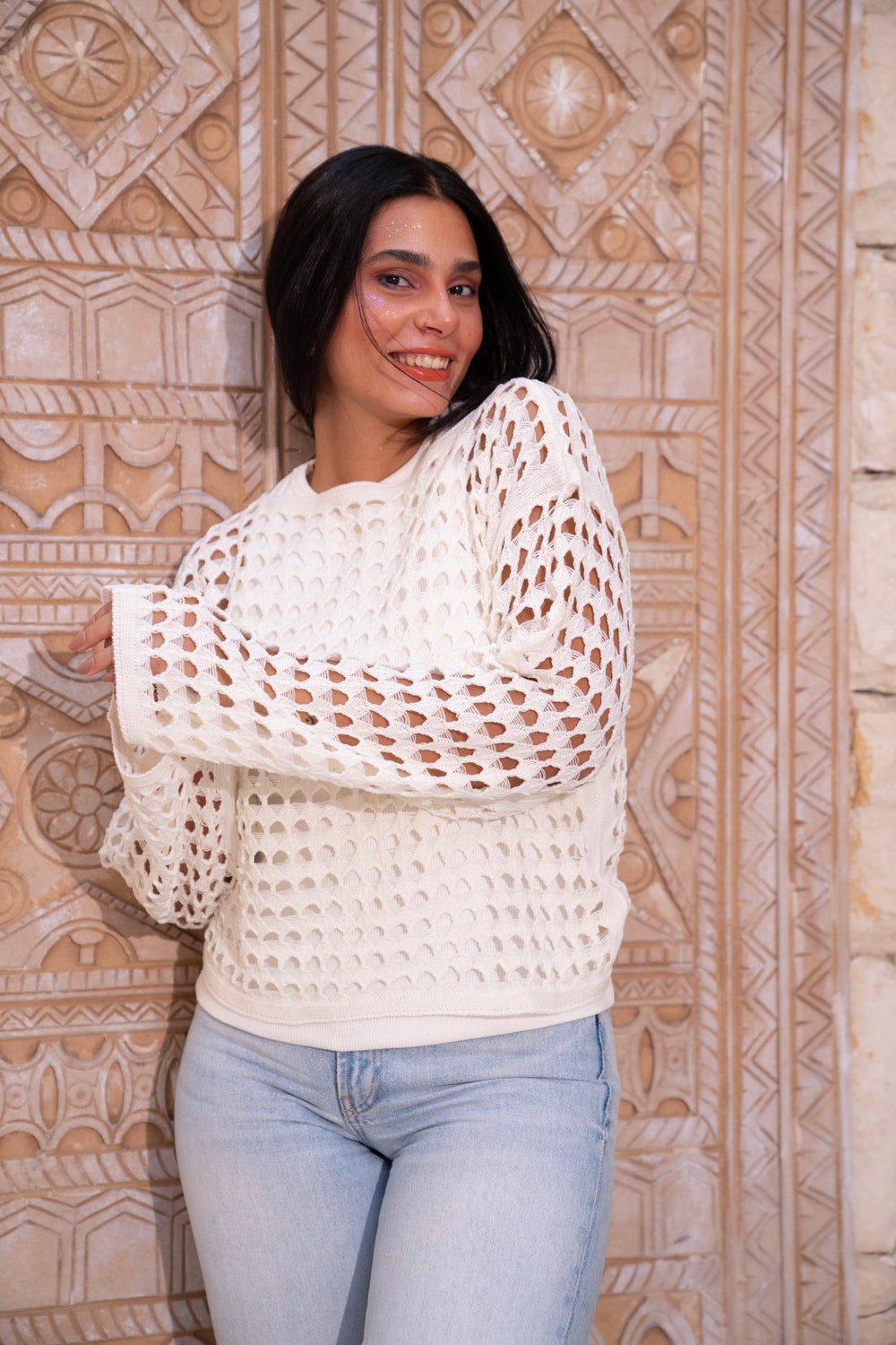 White Mesh Blouse — tops by Gumus