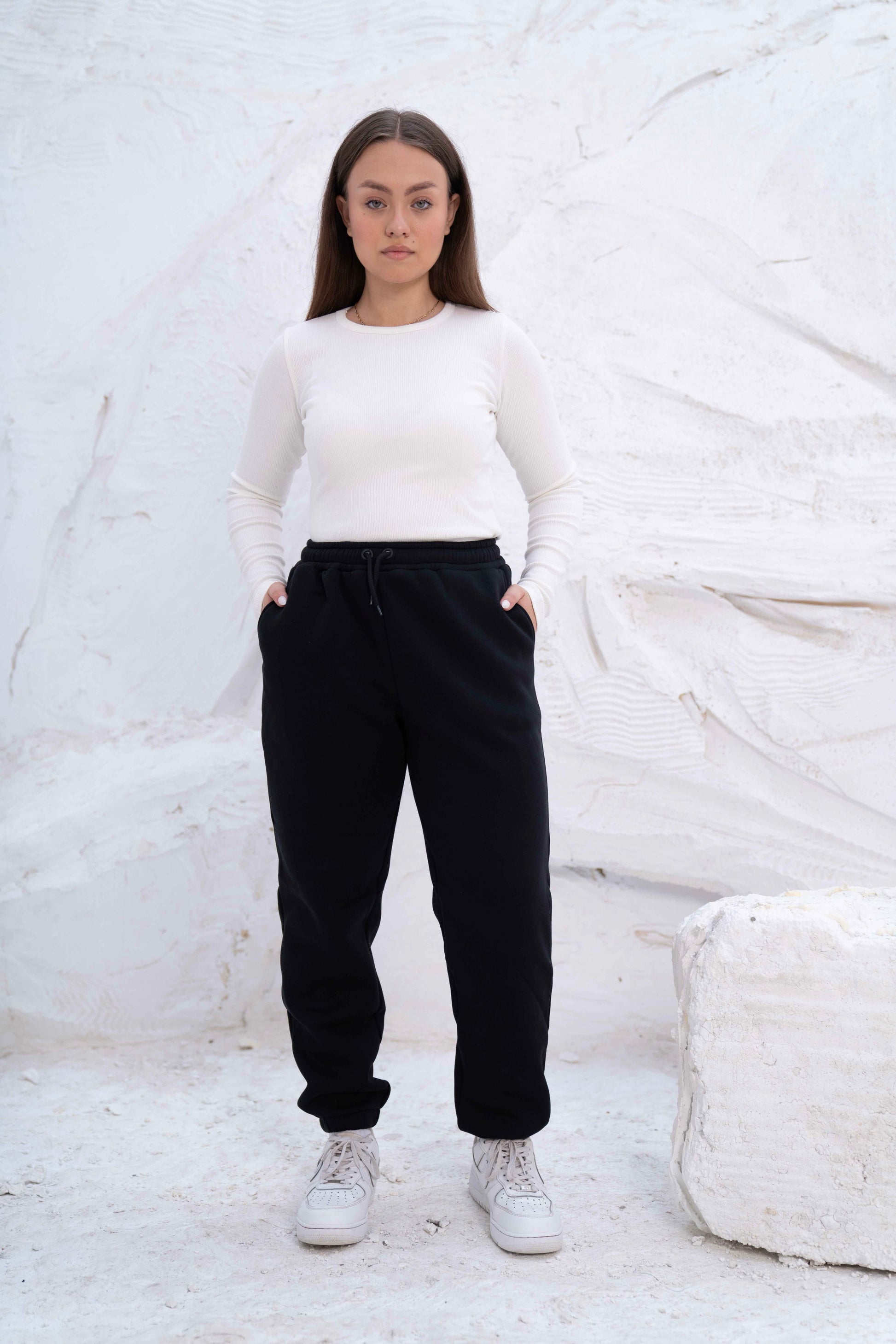 Black High-Waist Women's Sweatpants