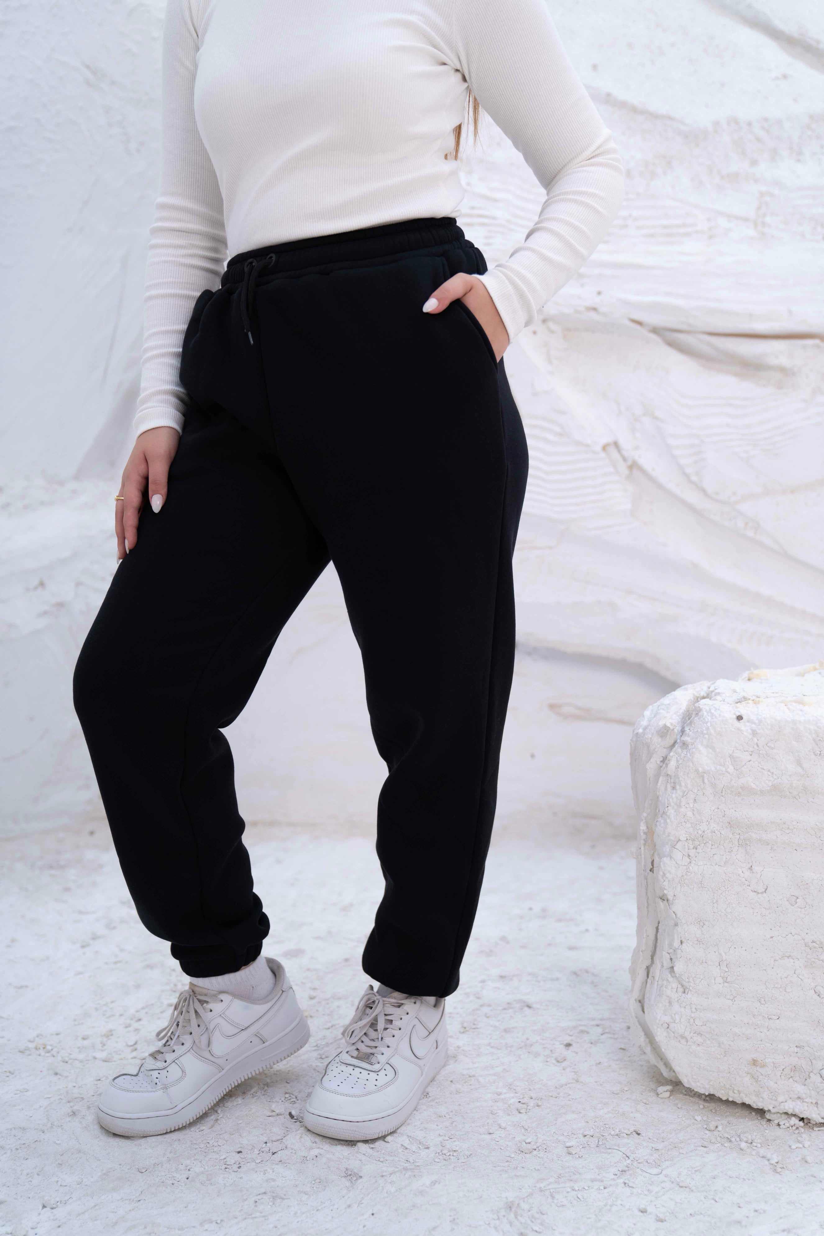 Black High-Waist Women's Sweatpants