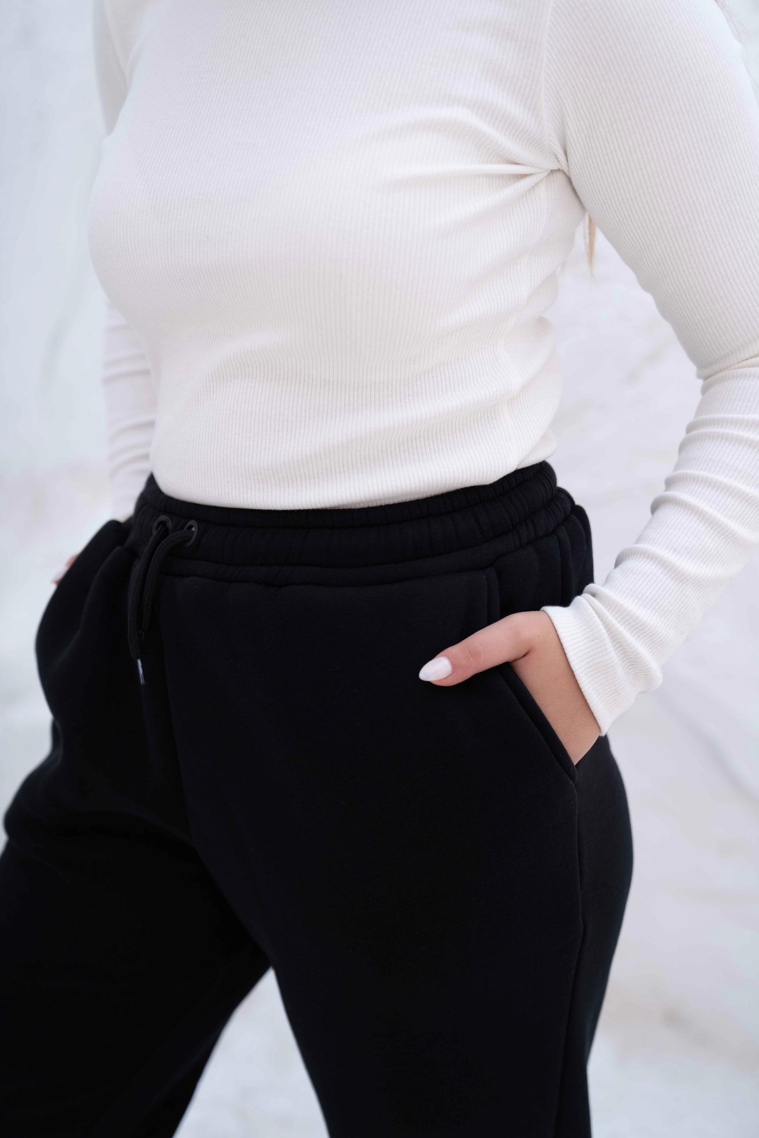 Black High-Waist Women's Sweatpants