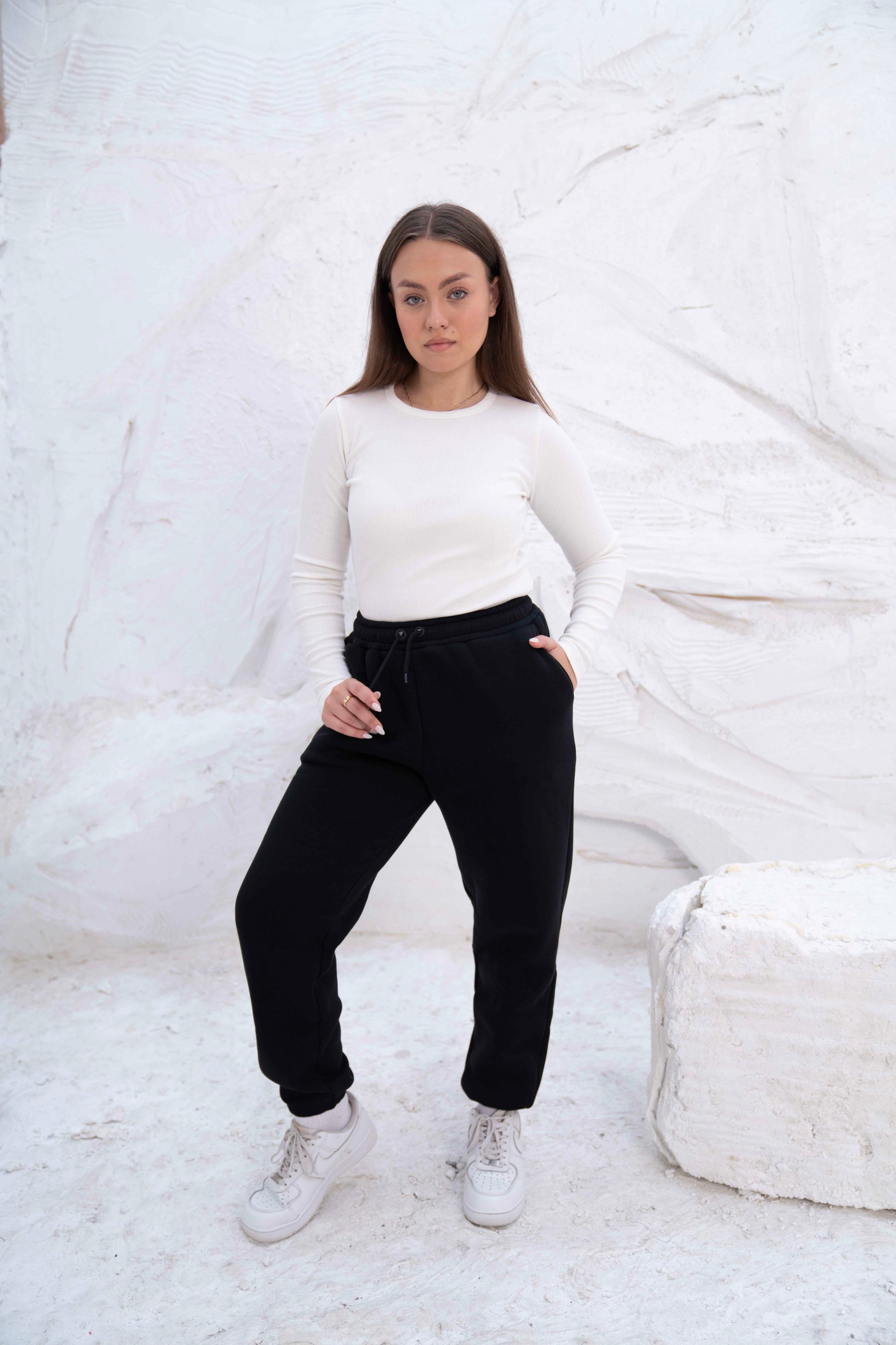 Black High-Waist Women's Sweatpants