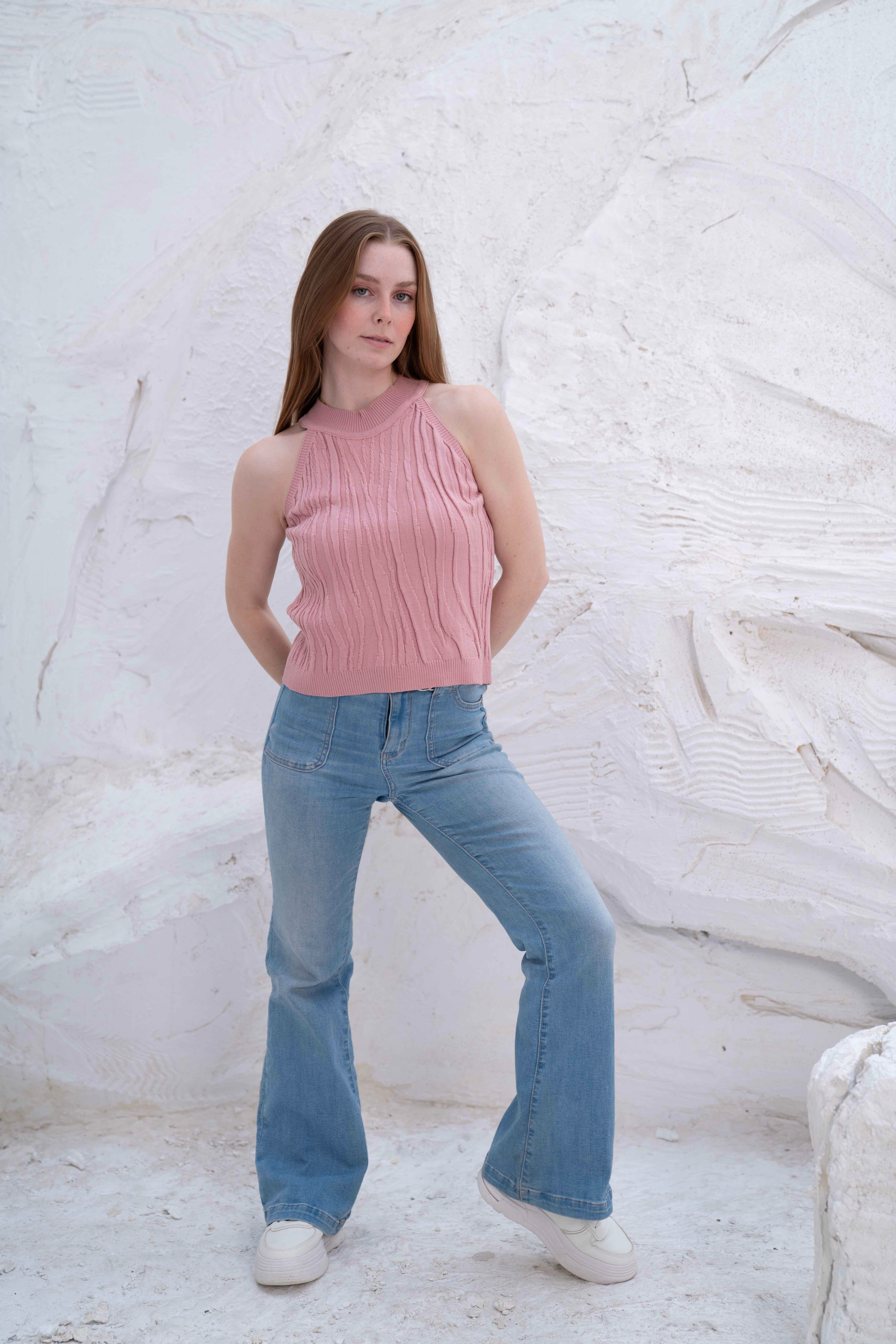 Gumus Sleeveless Ribbed Halter Top