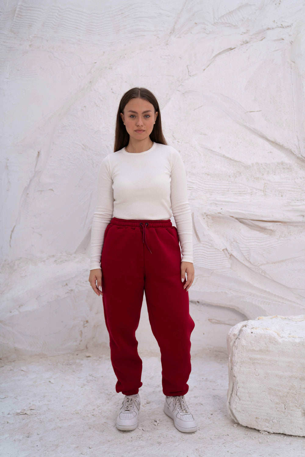 Red High-Waist Women's Sweatpants