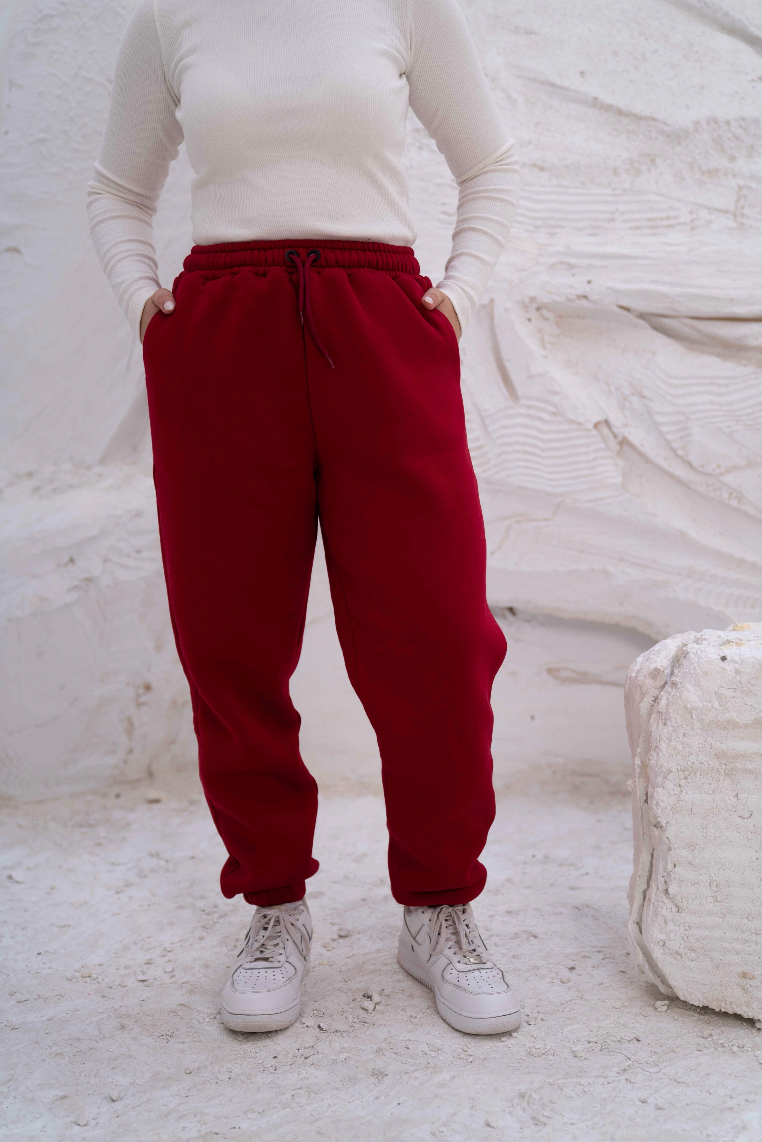 Red High-Waist Women's Sweatpants