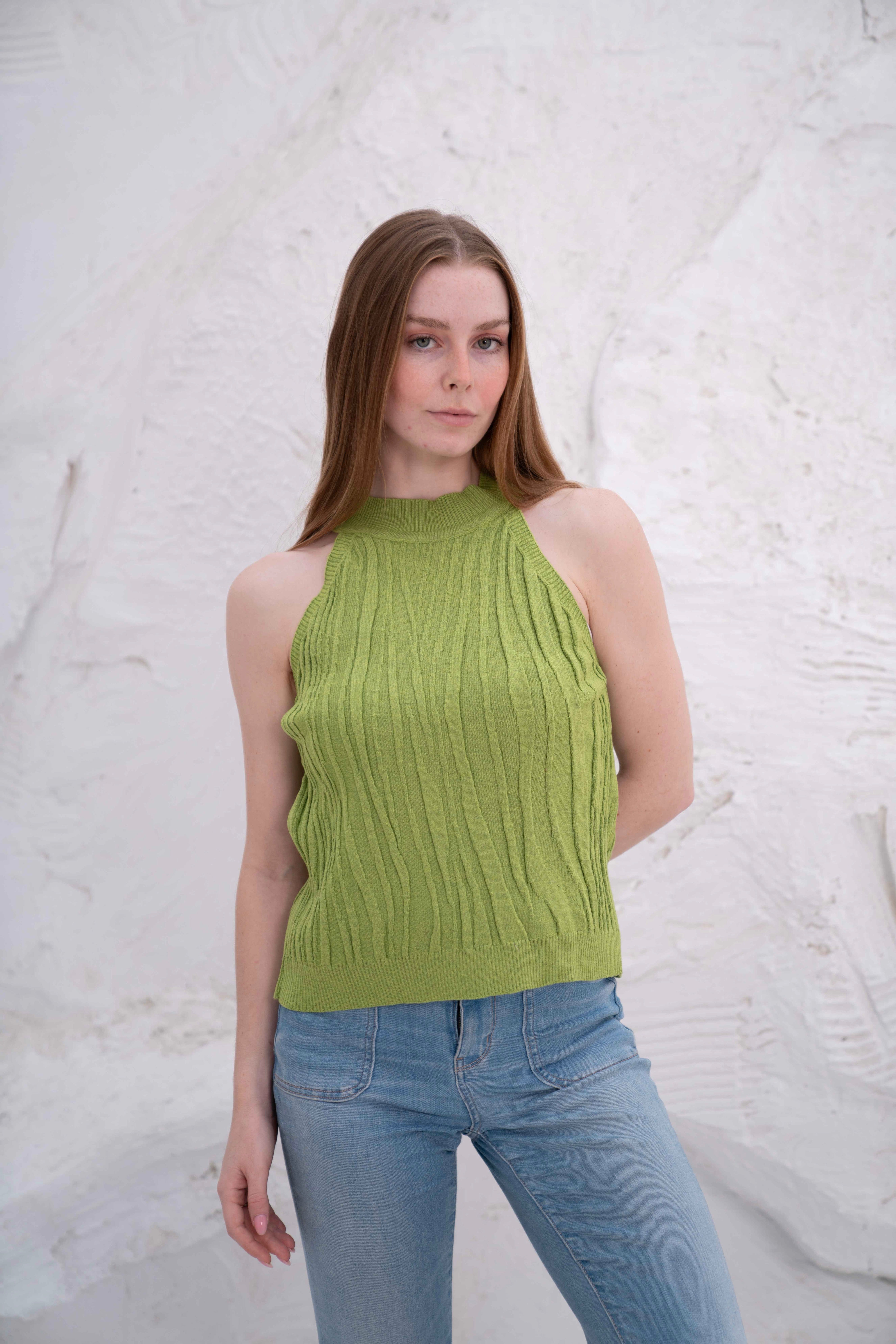 Gumus Sleeveless Ribbed Halter Top