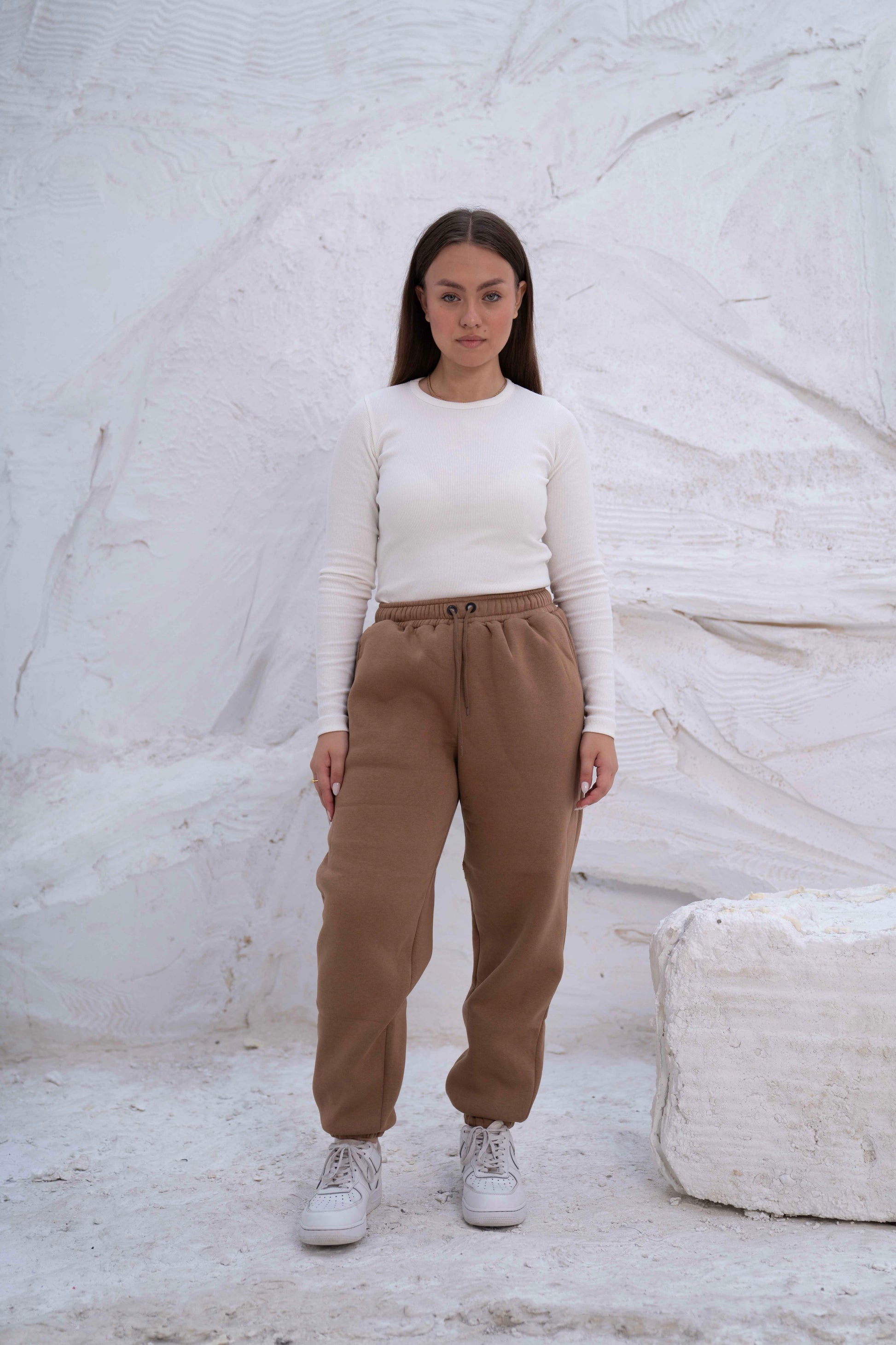 Beige High-Waist Women's Sweatpants