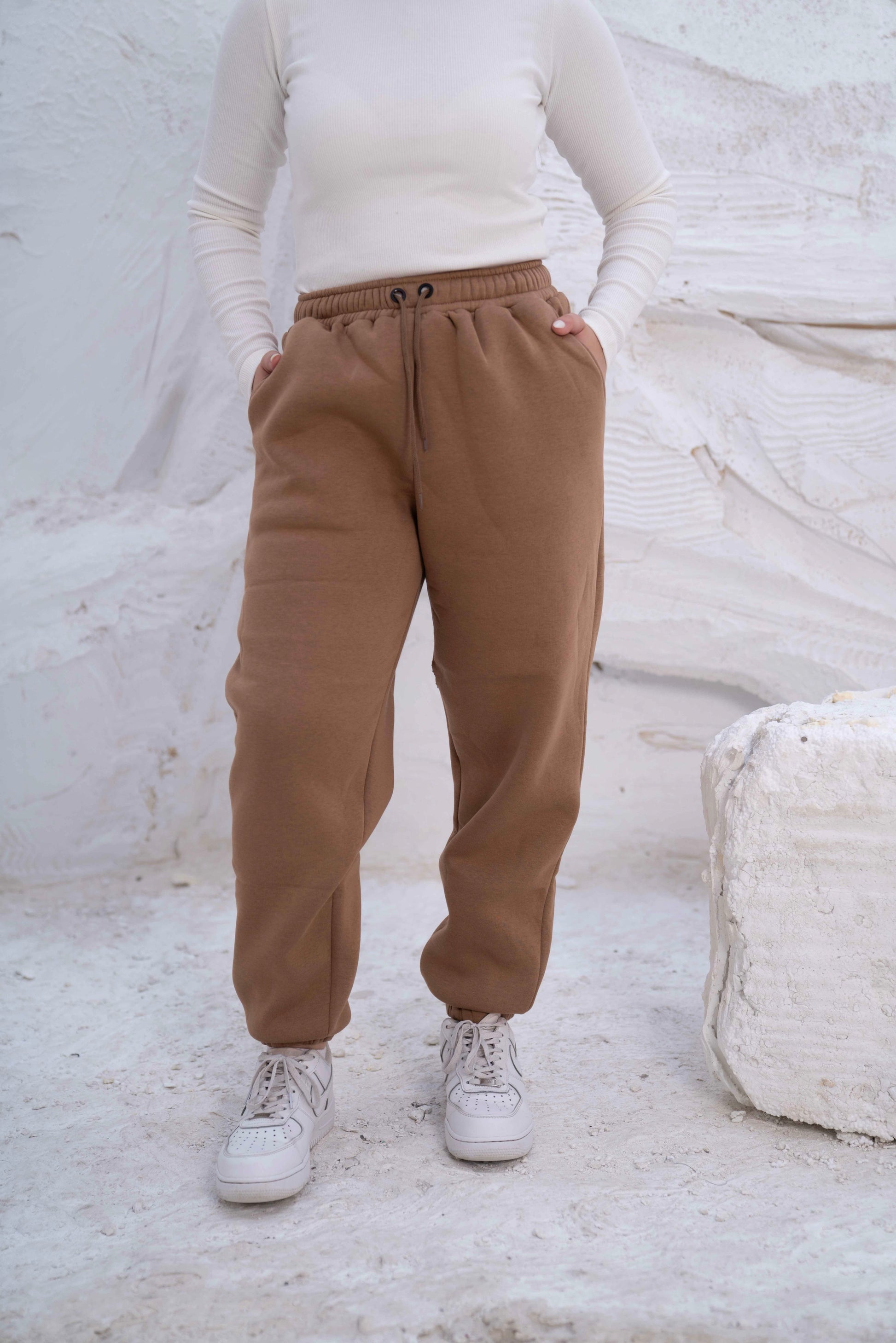 Beige High-Waist Women's Sweatpants