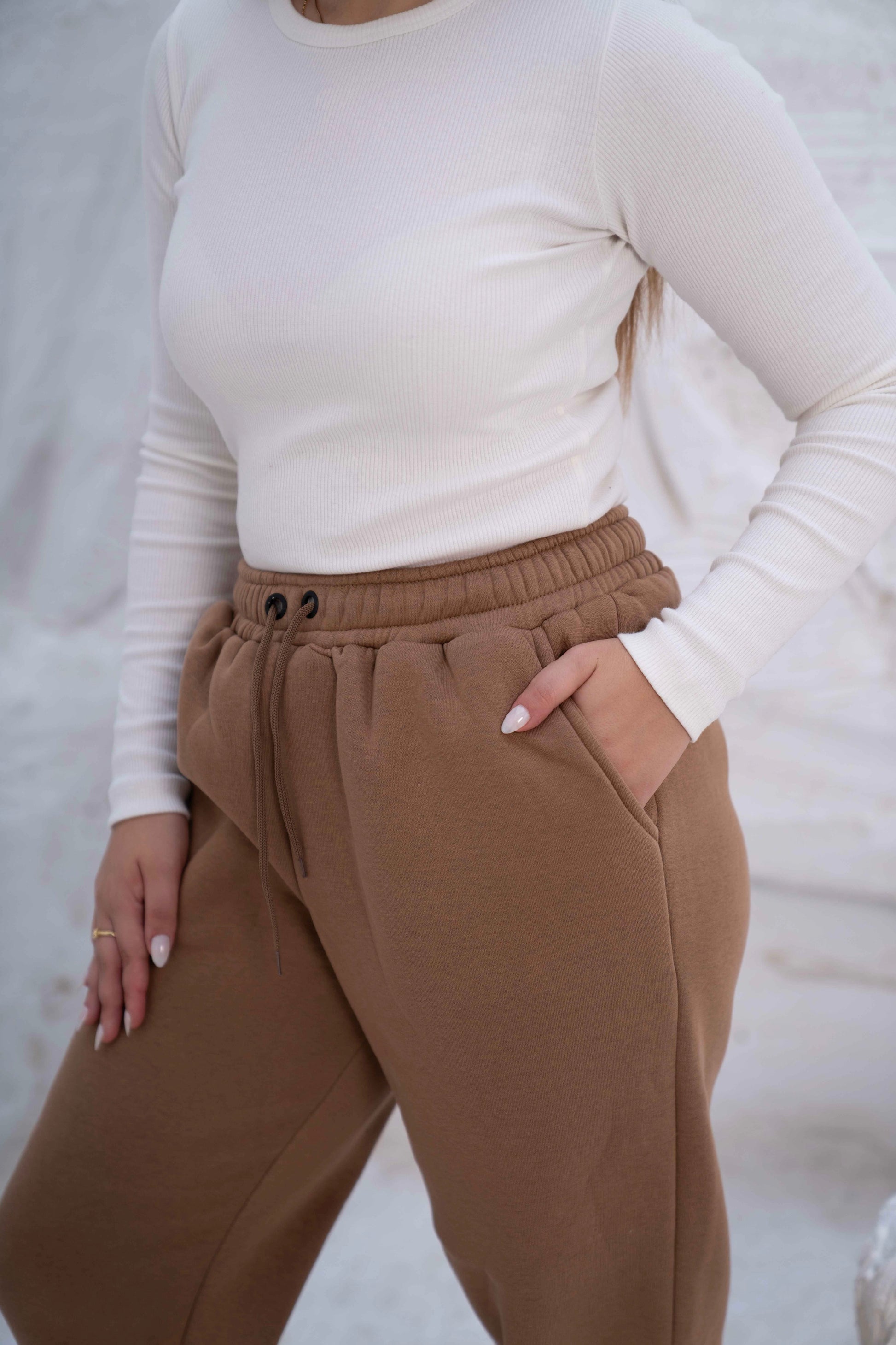 Beige High-Waist Women's Sweatpants