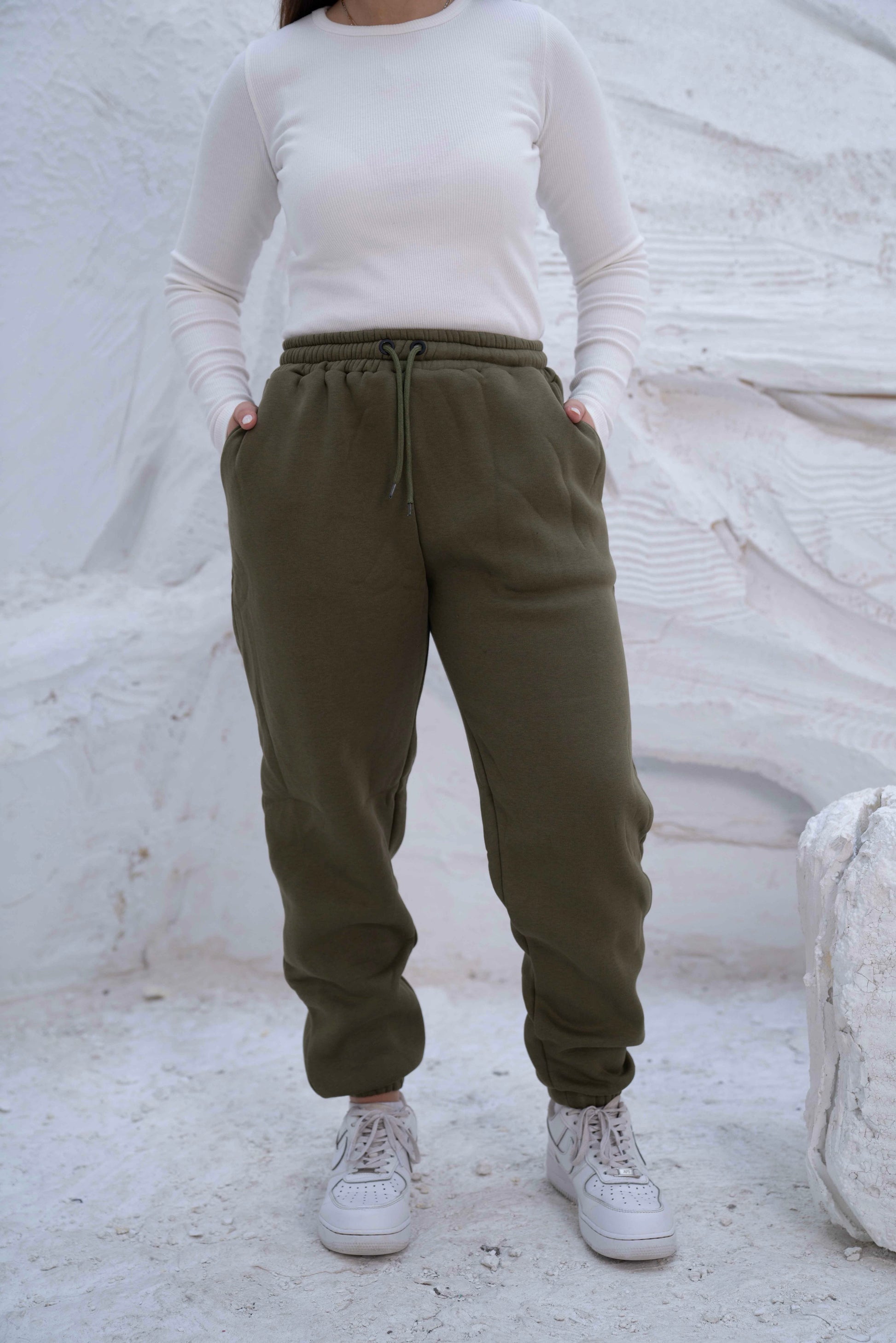 Olive Green High-Waist Women's Sweatpants