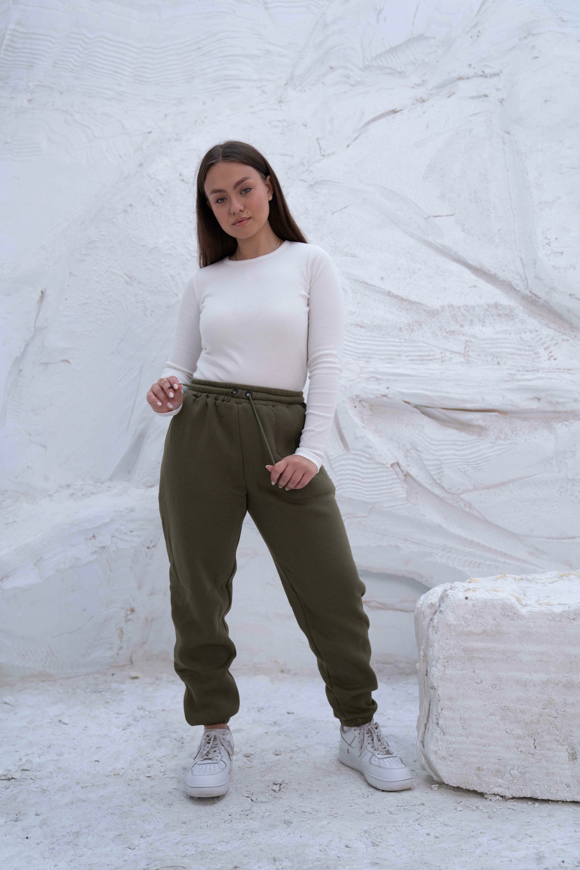 Olive Green High-Waist Women's Sweatpants