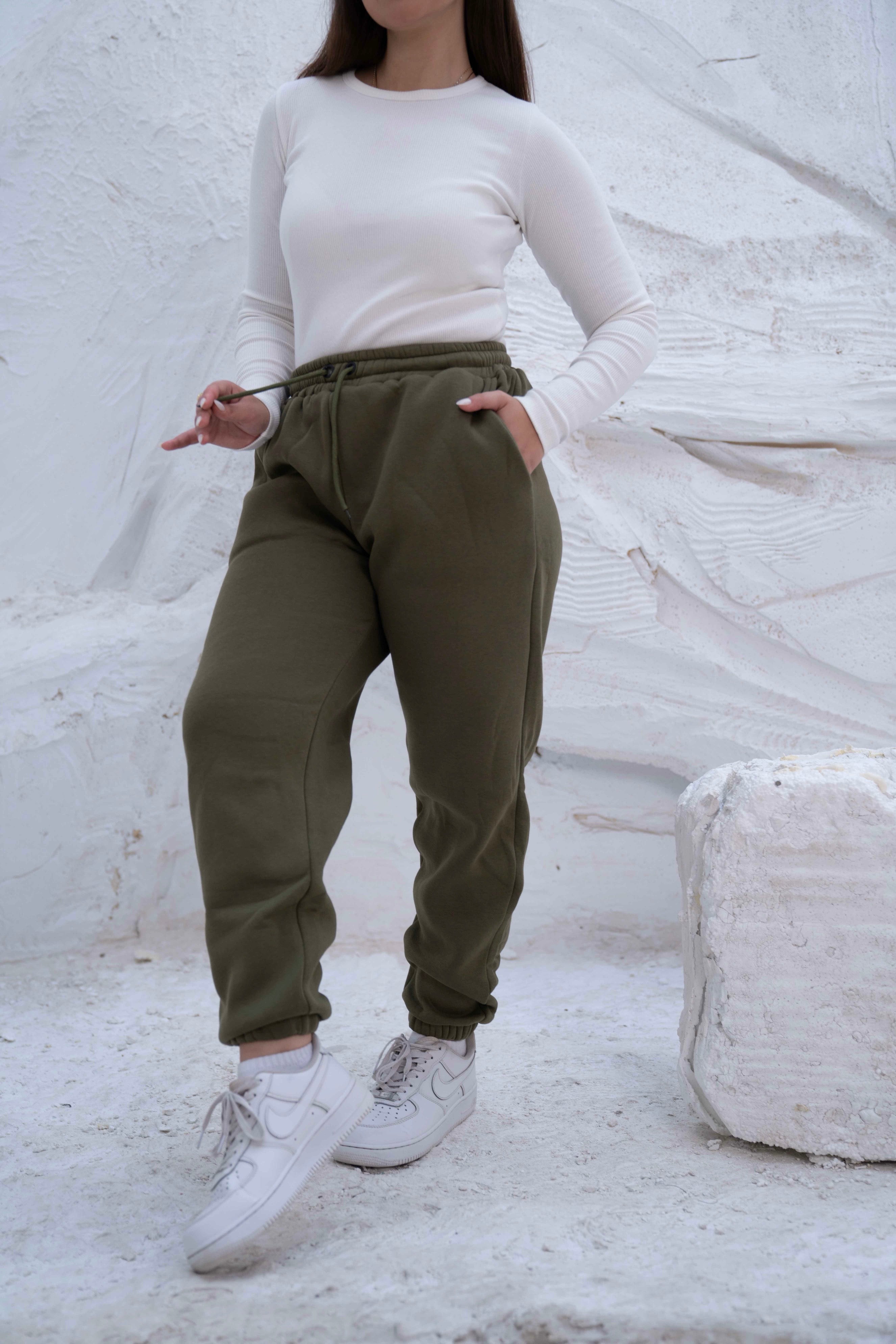 Olive Green High-Waist Women's Sweatpants