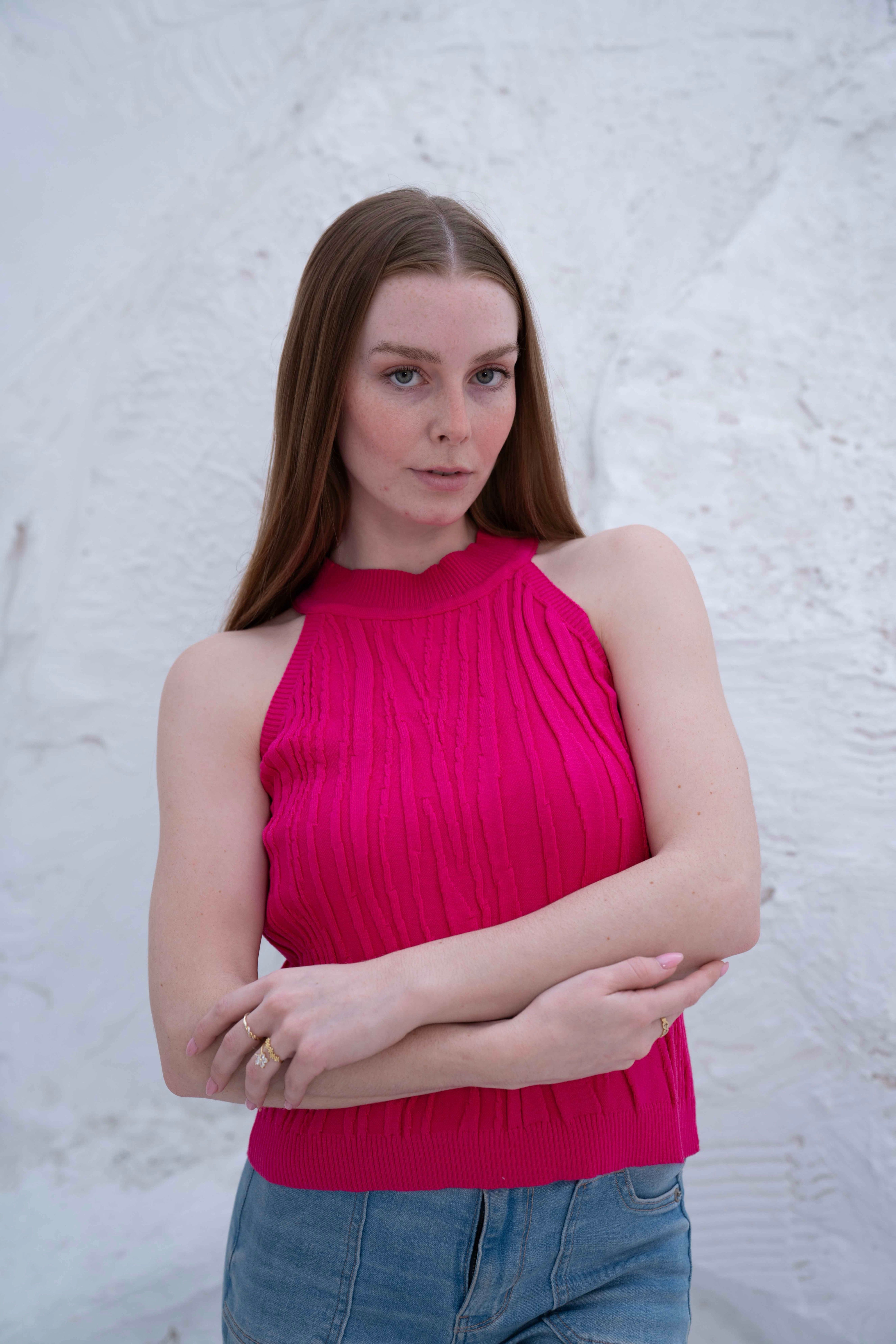 Gumus Sleeveless Ribbed Halter Top