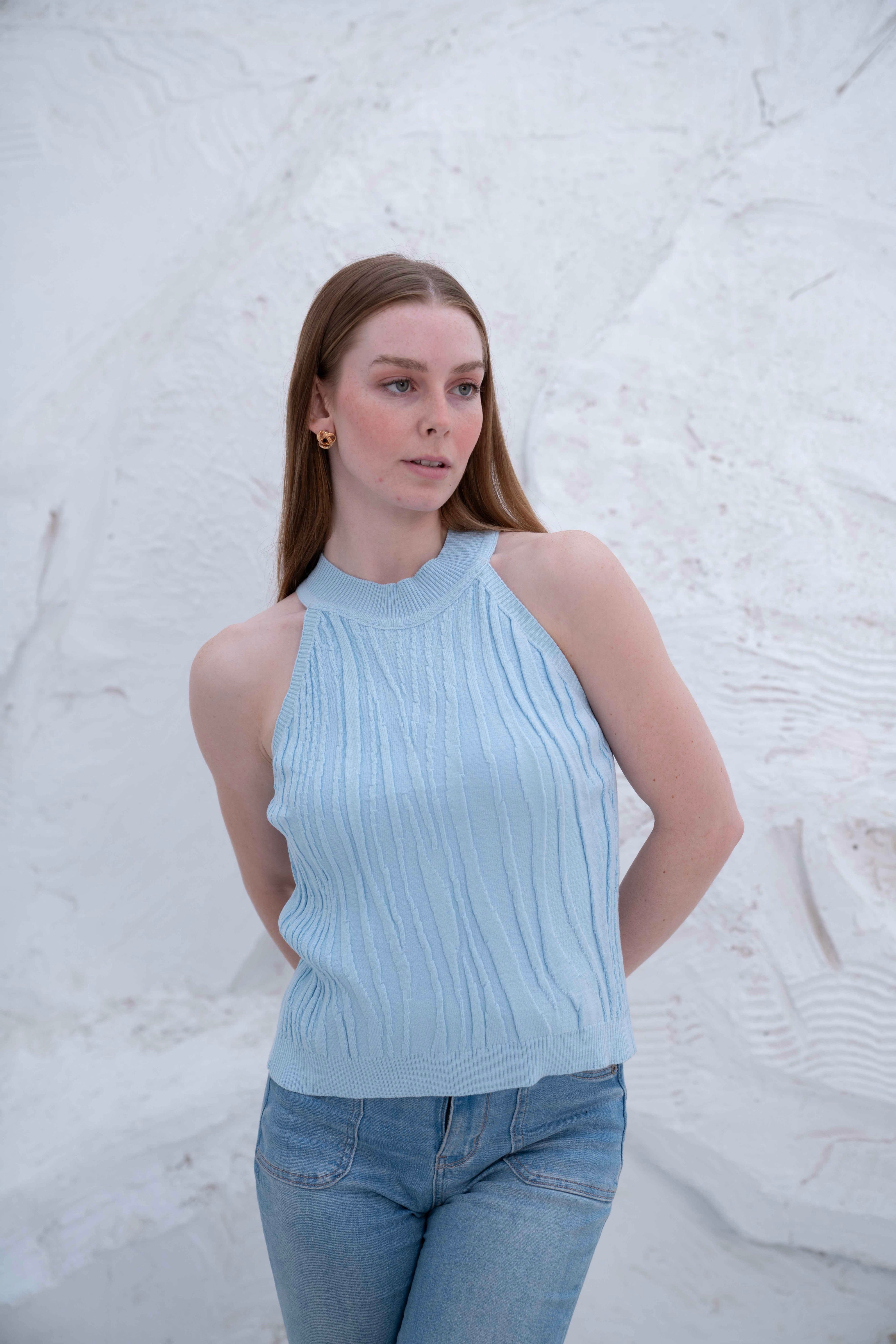 Gumus Sleeveless Ribbed Halter Top