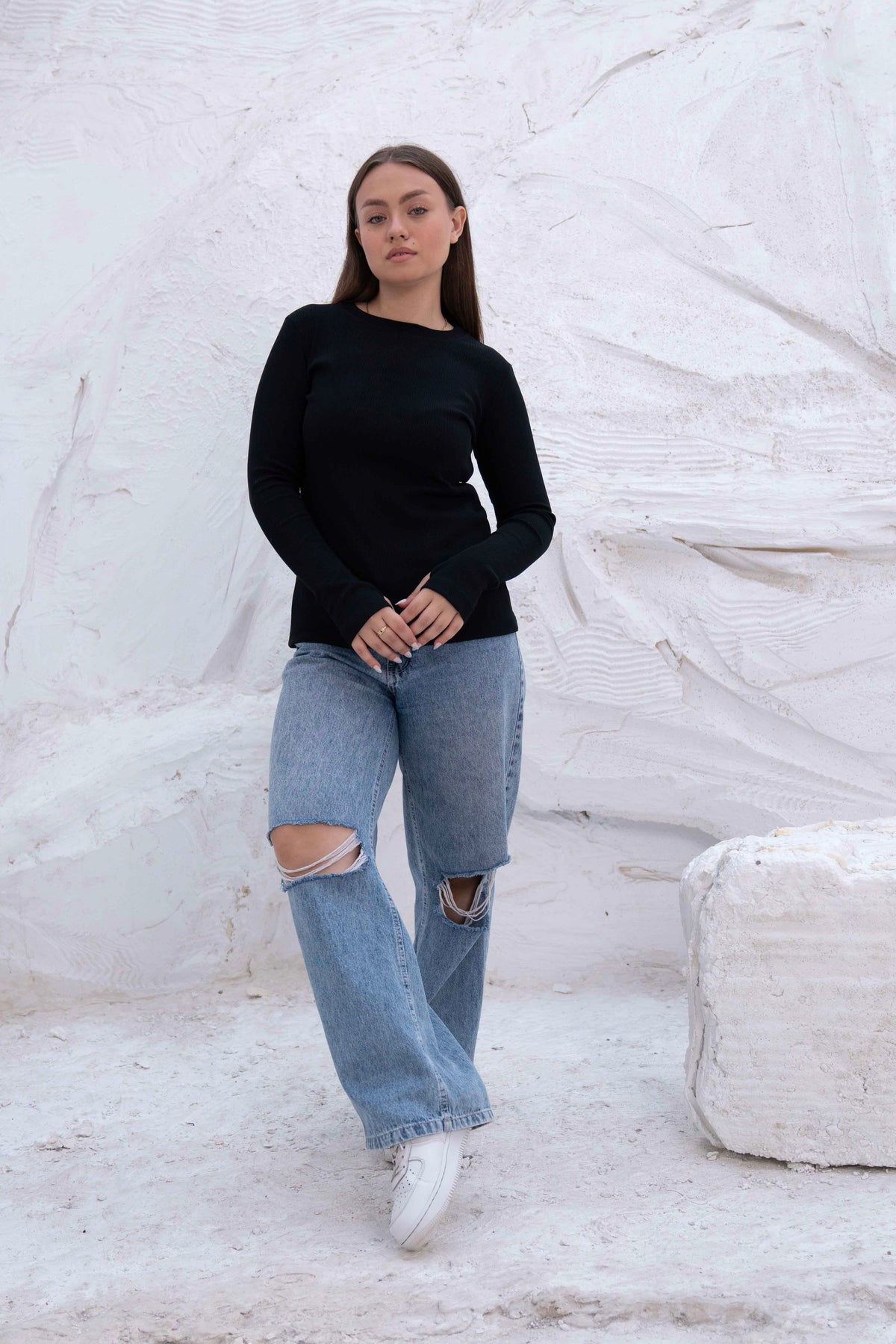 Striped Cotton Basic Top - Long Sleeve by Gumus — view 9