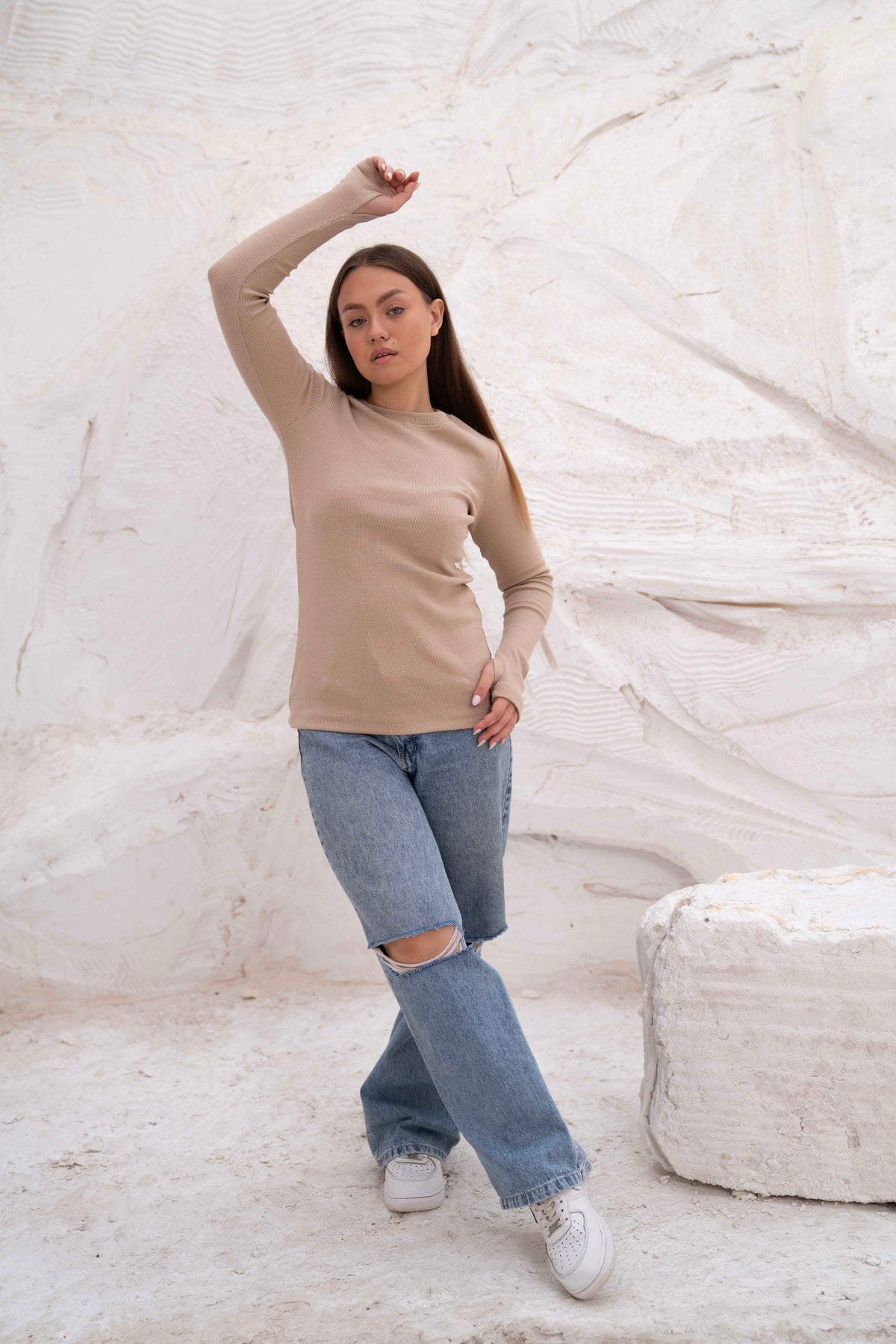 Striped Cotton Basic Top - Long Sleeve by Gumus — view 15