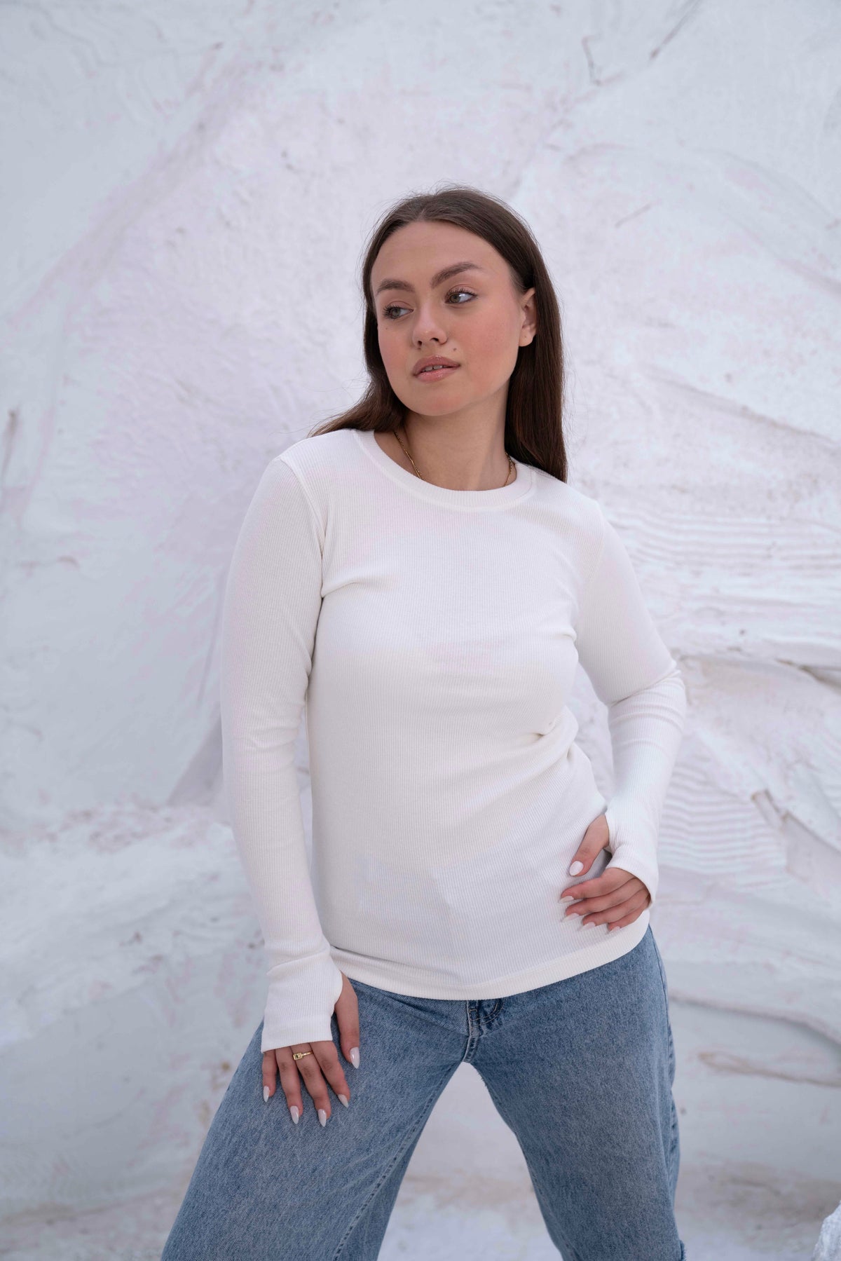 Striped Cotton Basic Top - Long Sleeve by Gumus — view 3