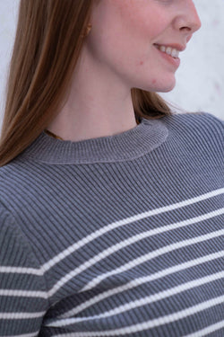 Image of Striped Wool Knit Long Sleeve Top