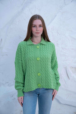 Image of Knit Wool Button-Up Jacket