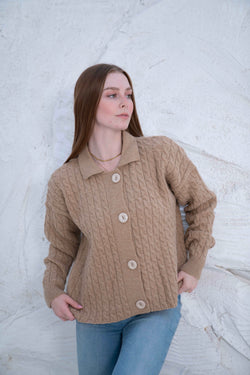 Image of Knit Wool Button-Up Jacket