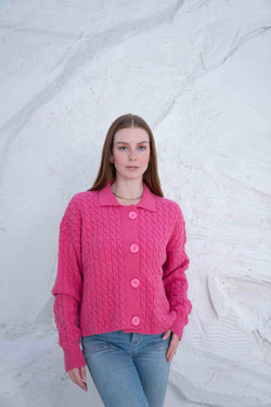 Image of Knit Wool Button-Up Jacket