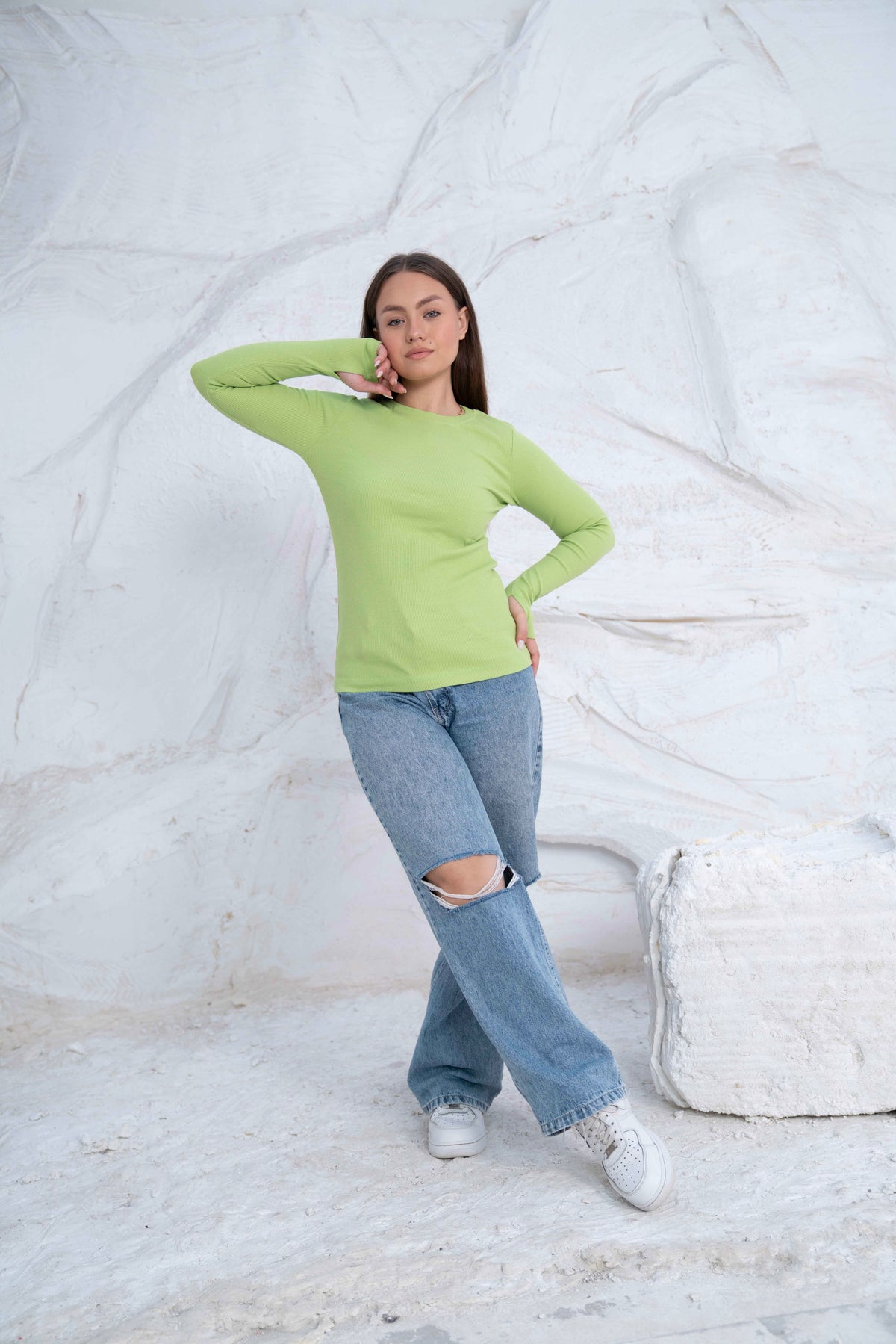 Striped Cotton Basic Top - Long Sleeve