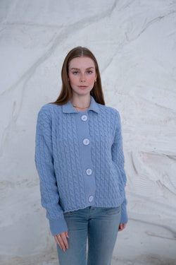 Image of Knit Wool Button-Up Jacket