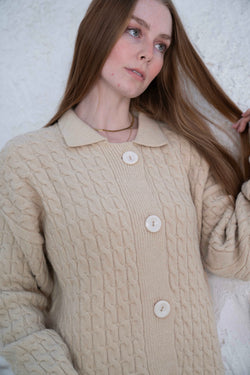 Image of Knit Wool Button-Up Jacket