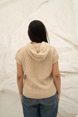 Image of Cable-Knit Sleeveless Hoodie