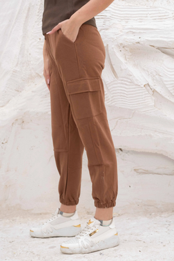 Image of Relaxed fit cargo jogger pants with elastic cuffs