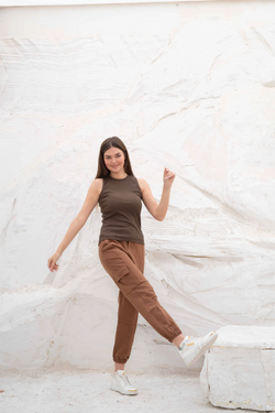 Image of Relaxed fit cargo jogger pants with elastic cuffs