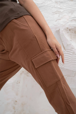 Image of Relaxed fit cargo jogger pants with elastic cuffs