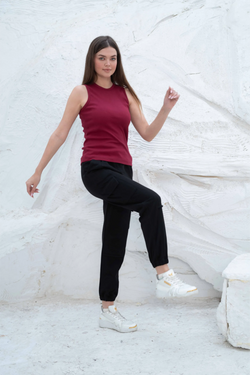 Image of Relaxed fit cargo jogger pants with elastic cuffs