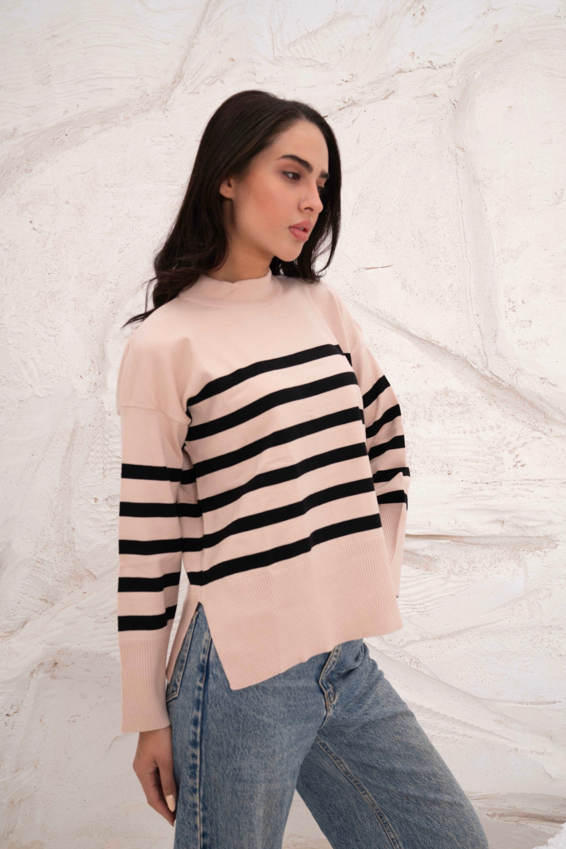 Casual Striped Wool Pulllover