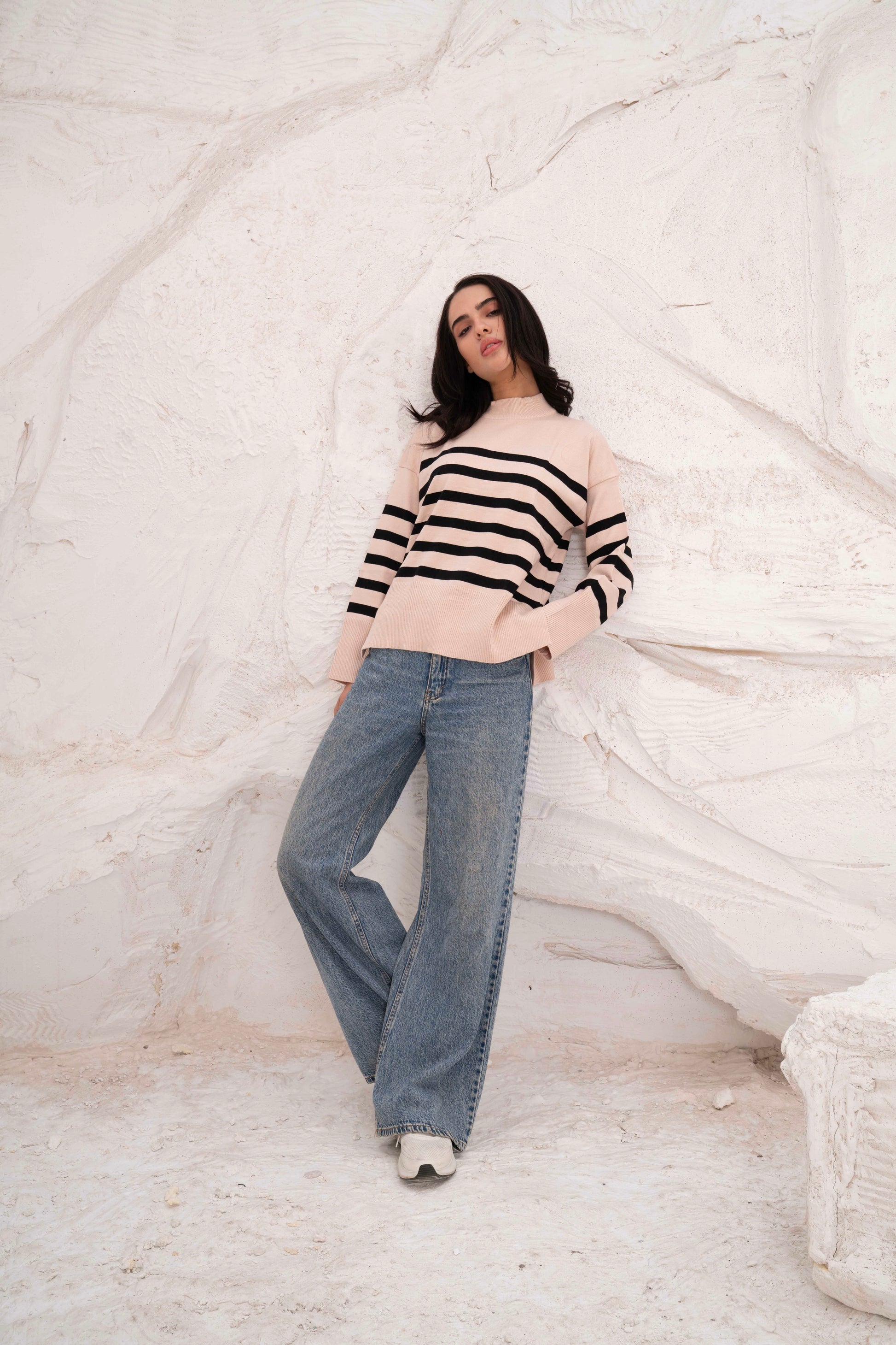 Casual Striped Wool Pulllover