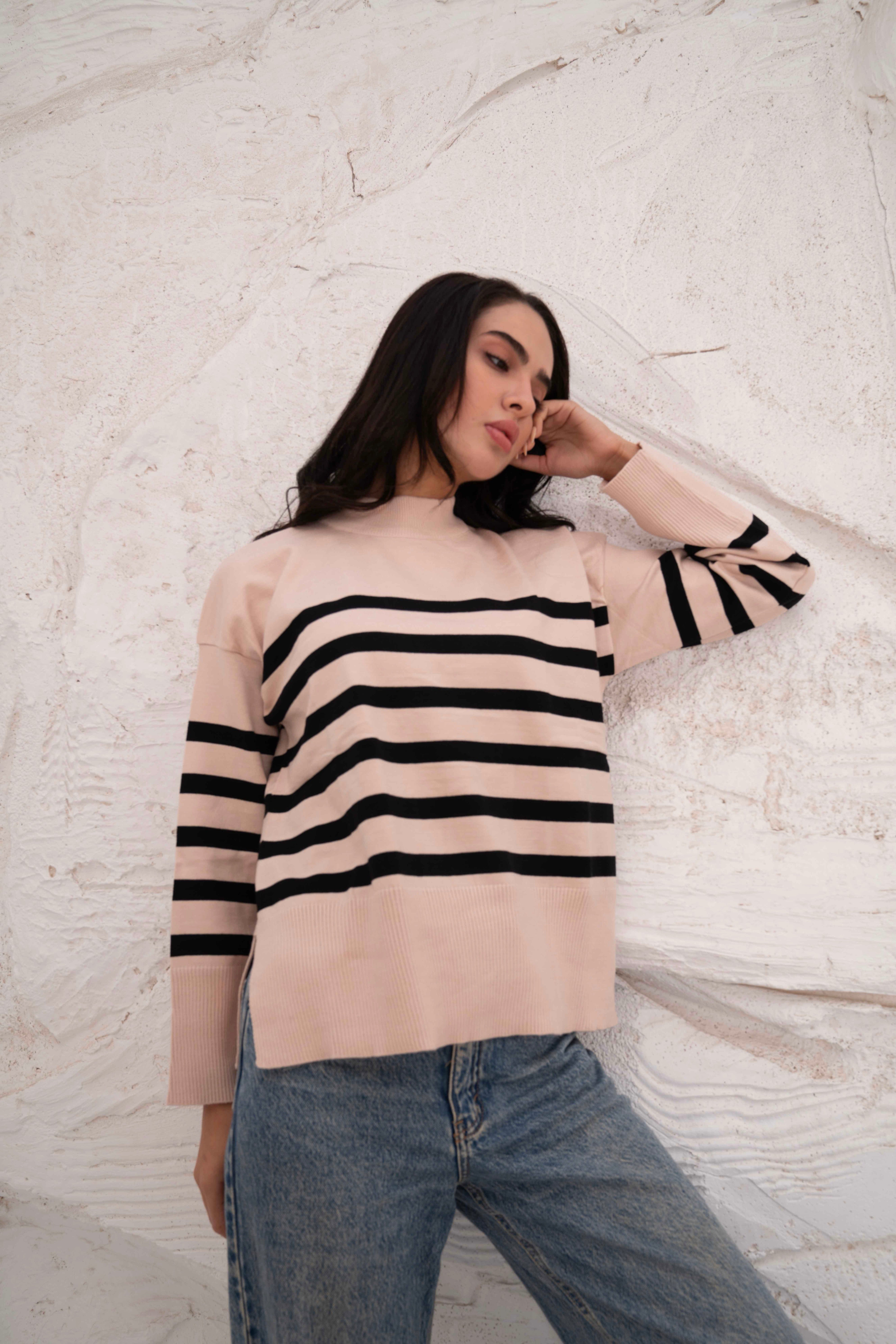 Casual Striped Wool Pulllover