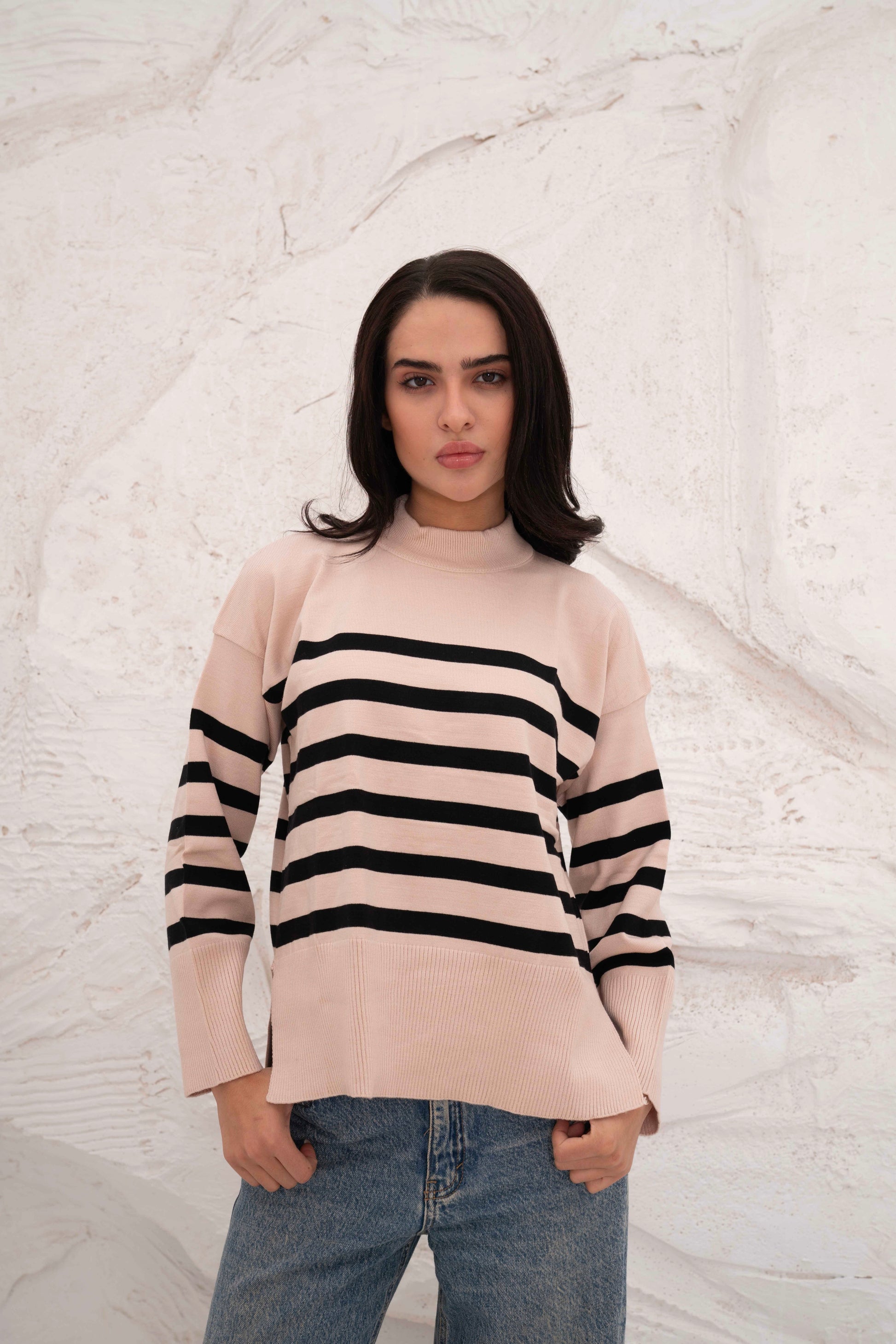 Casual Striped Wool Pulllover