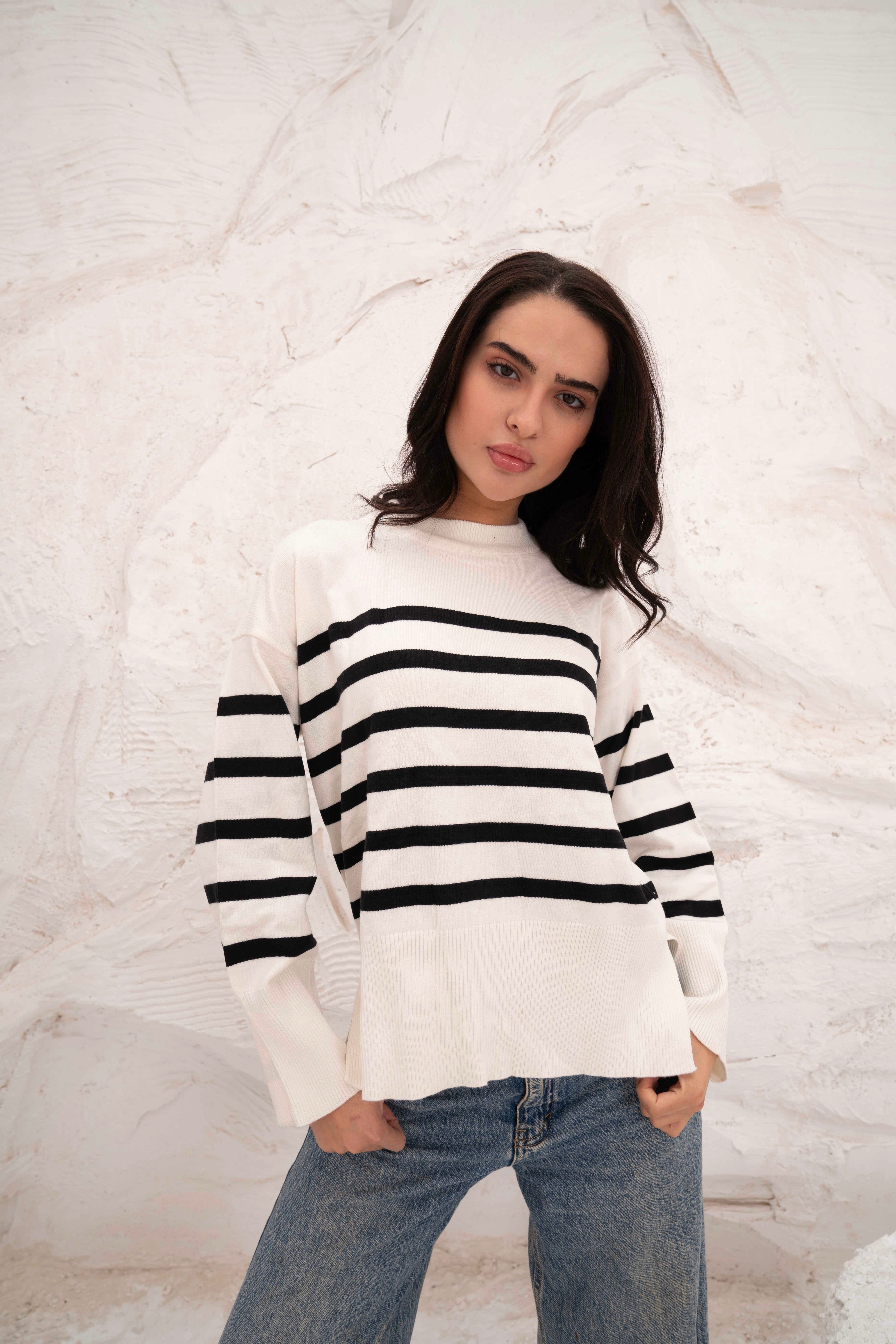 Casual Striped Wool Pulllover