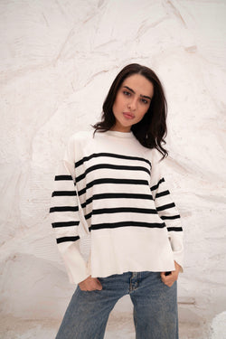 Image of Casual Striped Wool Pulllover