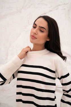 Image of Casual Striped Wool Pulllover