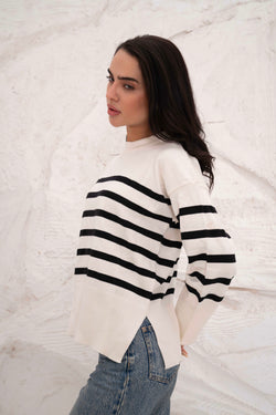 Image of Casual Striped Wool Pulllover